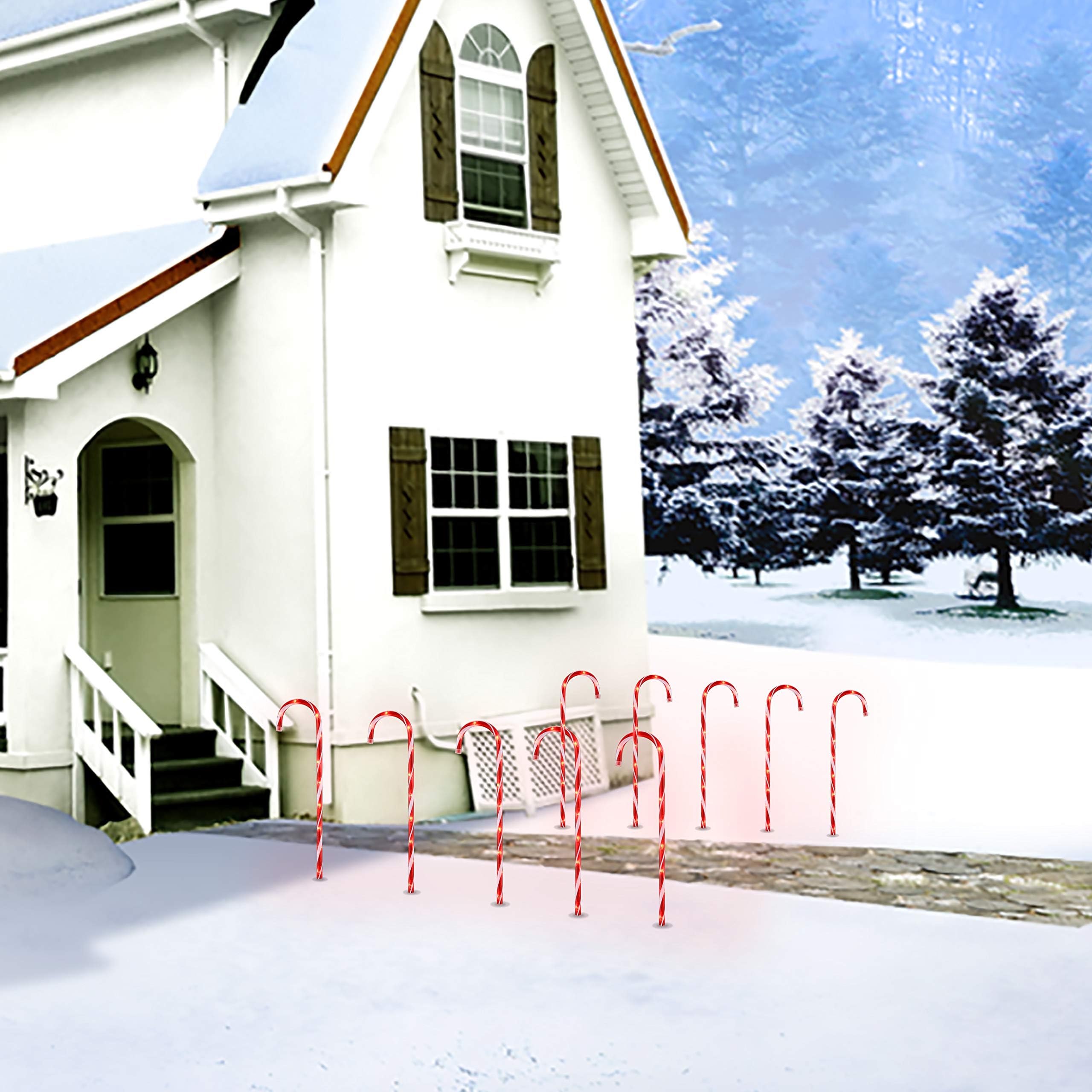 Ultimate Unicorn 26'' Christmas Candy Cane Lights (10Pcs) For Landscape Decoration, Outdoor Pathway Makers Lights, Candy Cane Wa