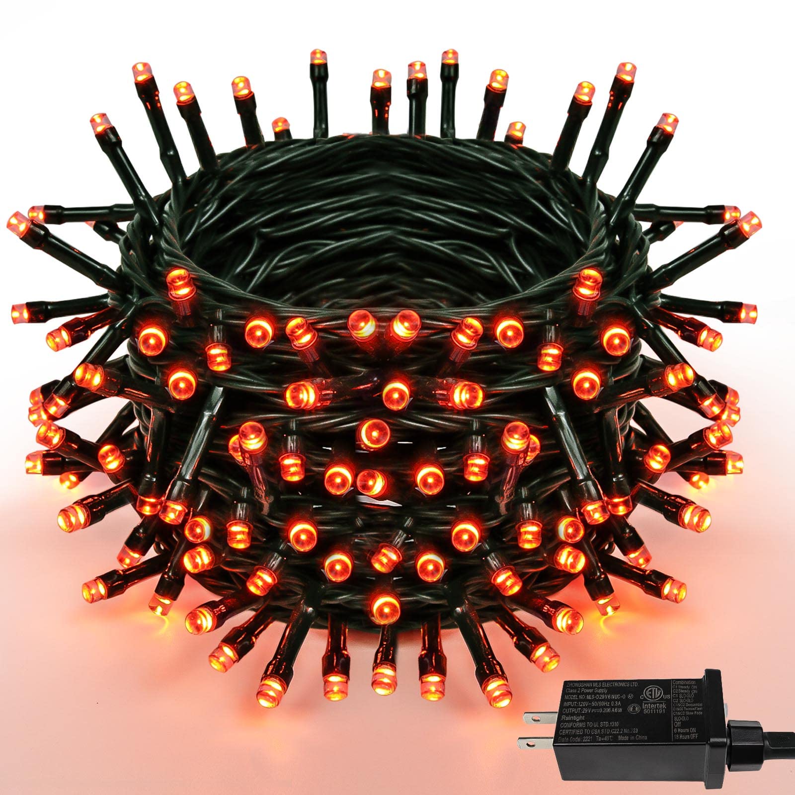 Yiqu Orange 82Ft 200 Led Extendable Halloween Lights For Outdoor/Indoor, 8 Lighting Modes Plug In String Lights For Halloween Decorations Bedroom Party Decor Room Garden Patio Tree (Orange)