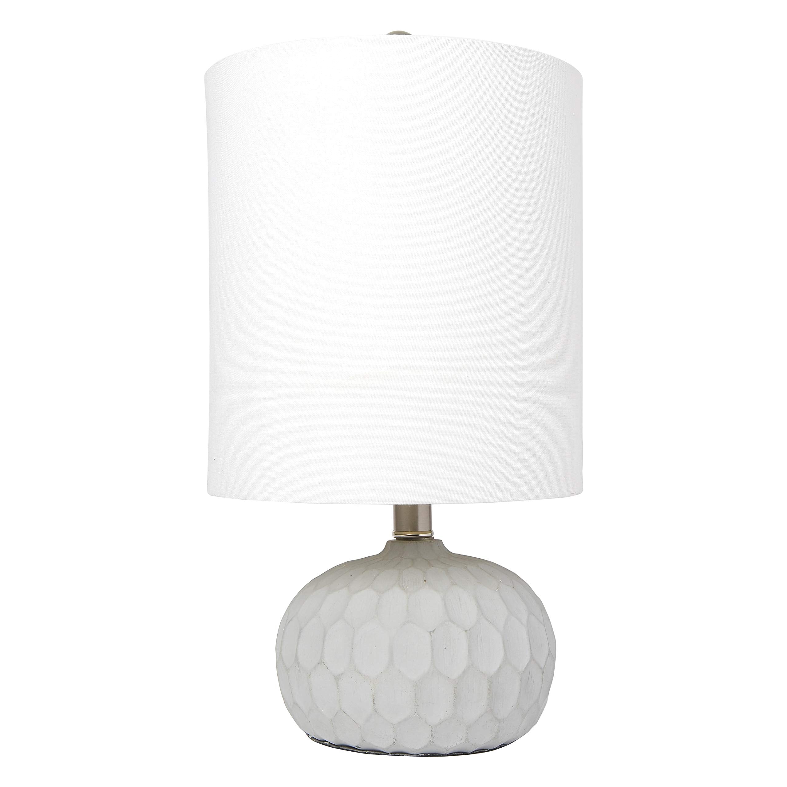 Elegant Designs LT3321-WHT Table Lamp, White Fabric Drum Shade, Cement Base