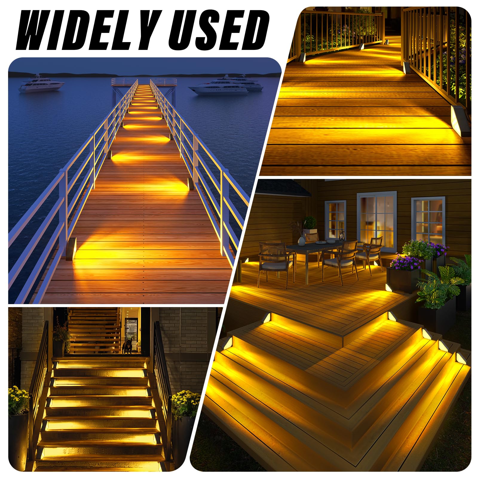 Roshwey Solar Step Lights For Outside  12 Pack Solar Stair Lights Outdoor Waterproof  Triangle Deck Step Lights Solar Powered  Outdoor Decor Lighting For Front Porch  Backyard  Patio  Warm White