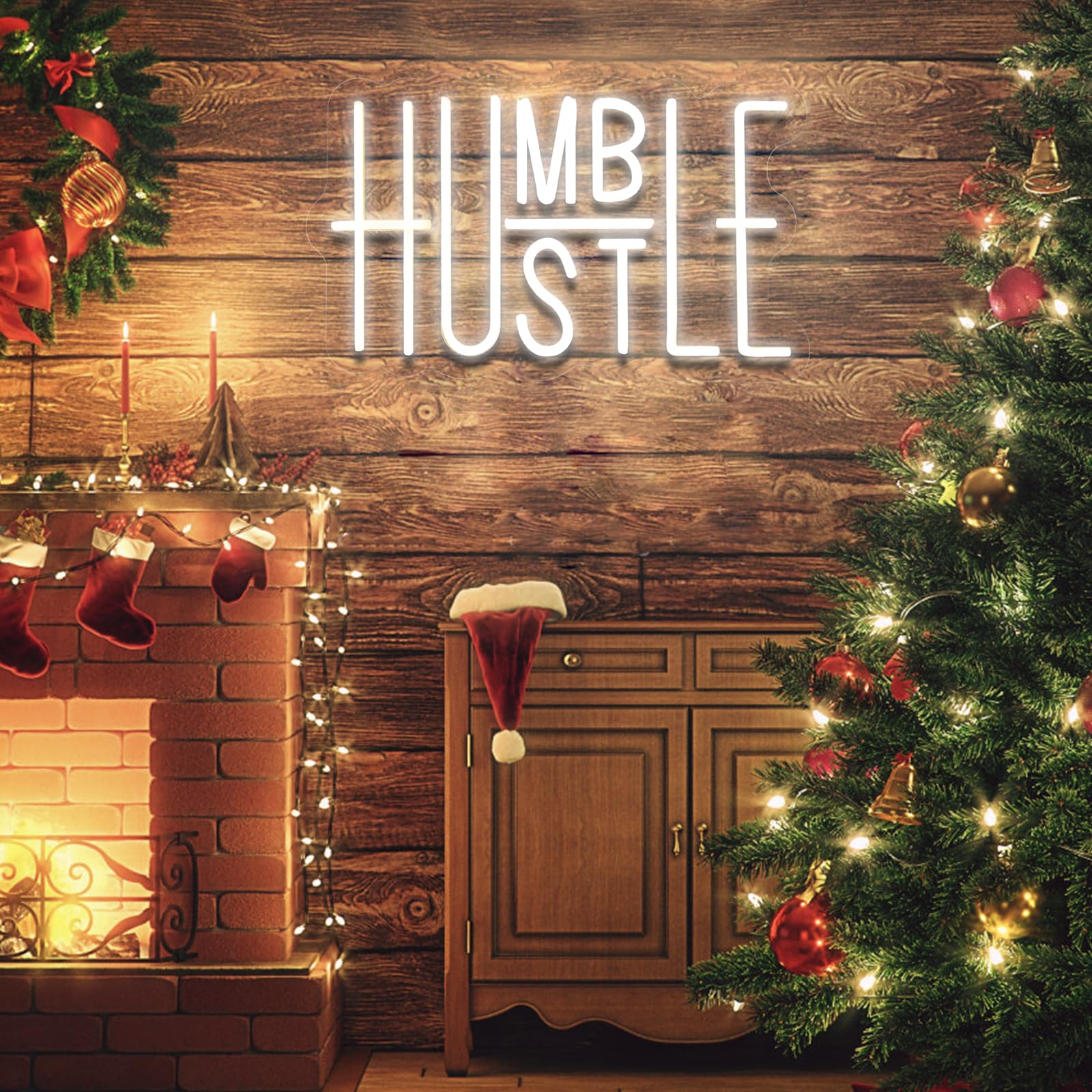 Yikbik Hustle Led Neon Sign - Adjustable Brightness, Usb Powered Wall Decor For Office & Gamer Room