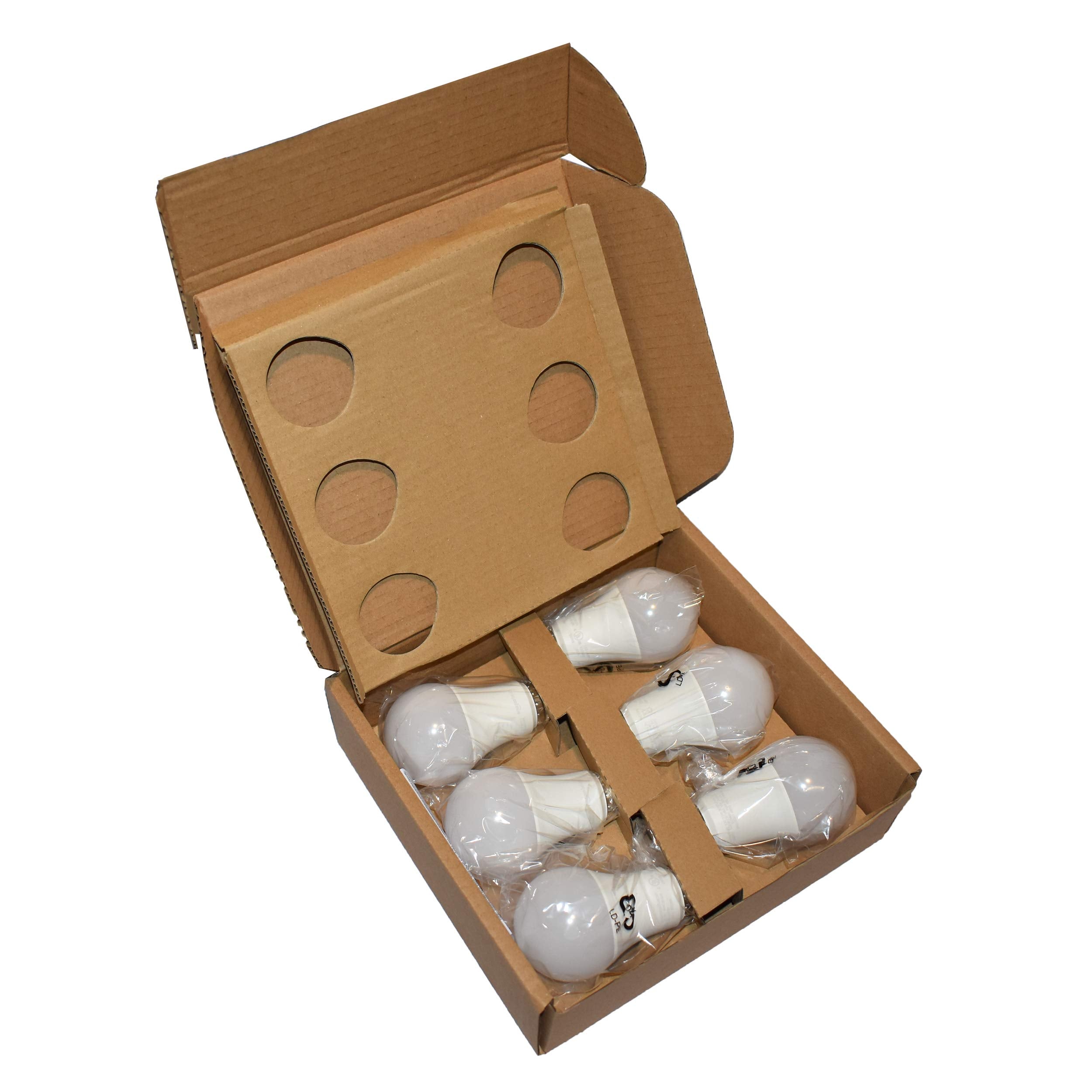 Amazon Basics 60W Equivalent Daylight White A19 LED Light Bulbs, Non-Dimmable, 10,000 Hour Lifetime, 6-Pack