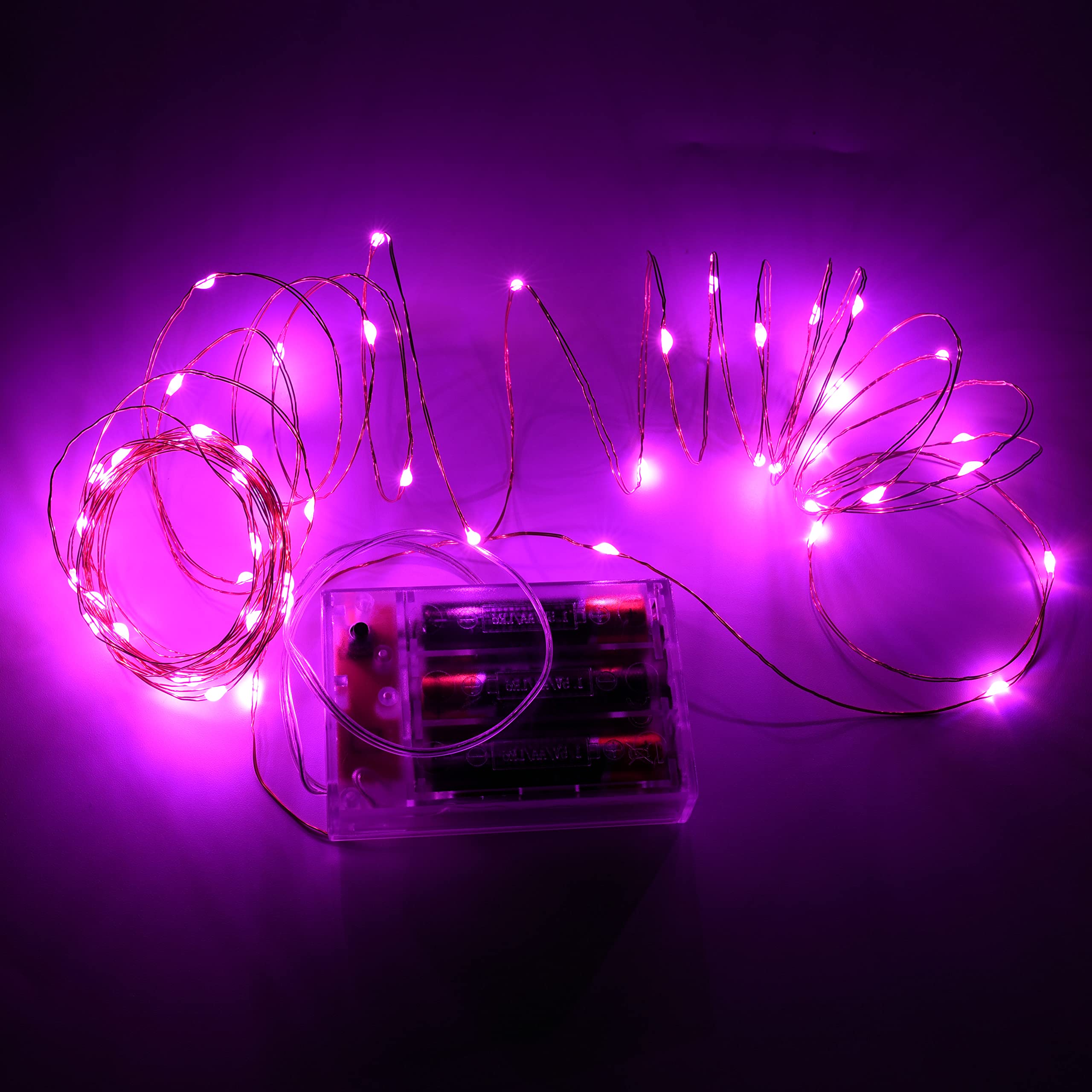 Uhugu Battery Powered Christmas Lights, 16Ft Battery Powered Christmas Lights With 8 Flashing Modes And 8 Hours On 16 Hours Off Timer(Pink,1 Pack)