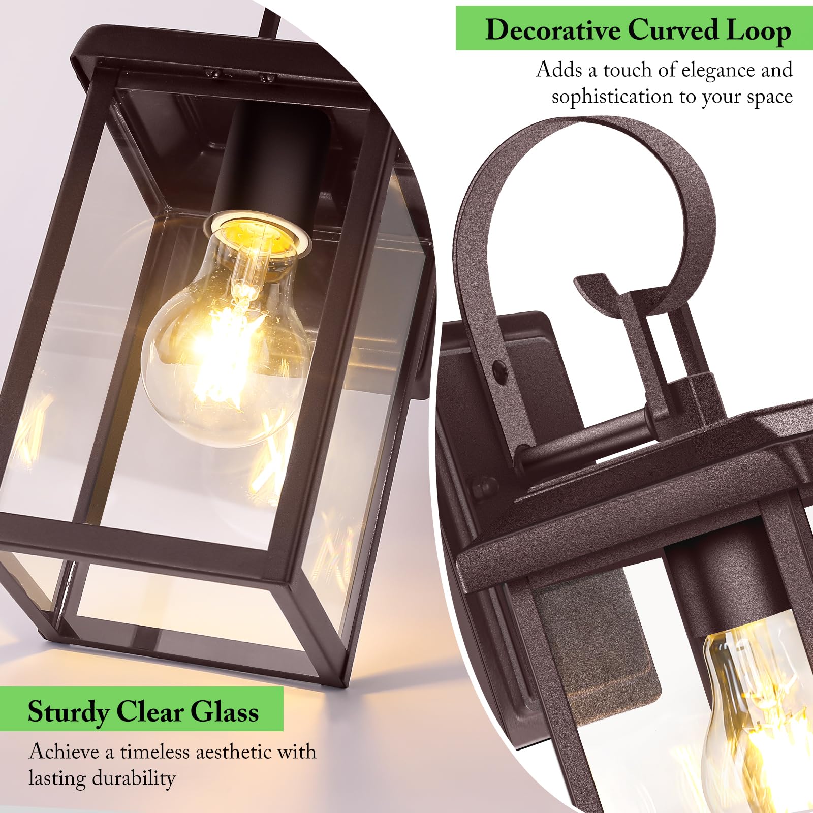 BesLowe 2-Pack Outdoor Wall Light Fixtures, Waterproof Metal Sconces, Oil-Rubbed Bronze, 12.8" Size, Model 10233