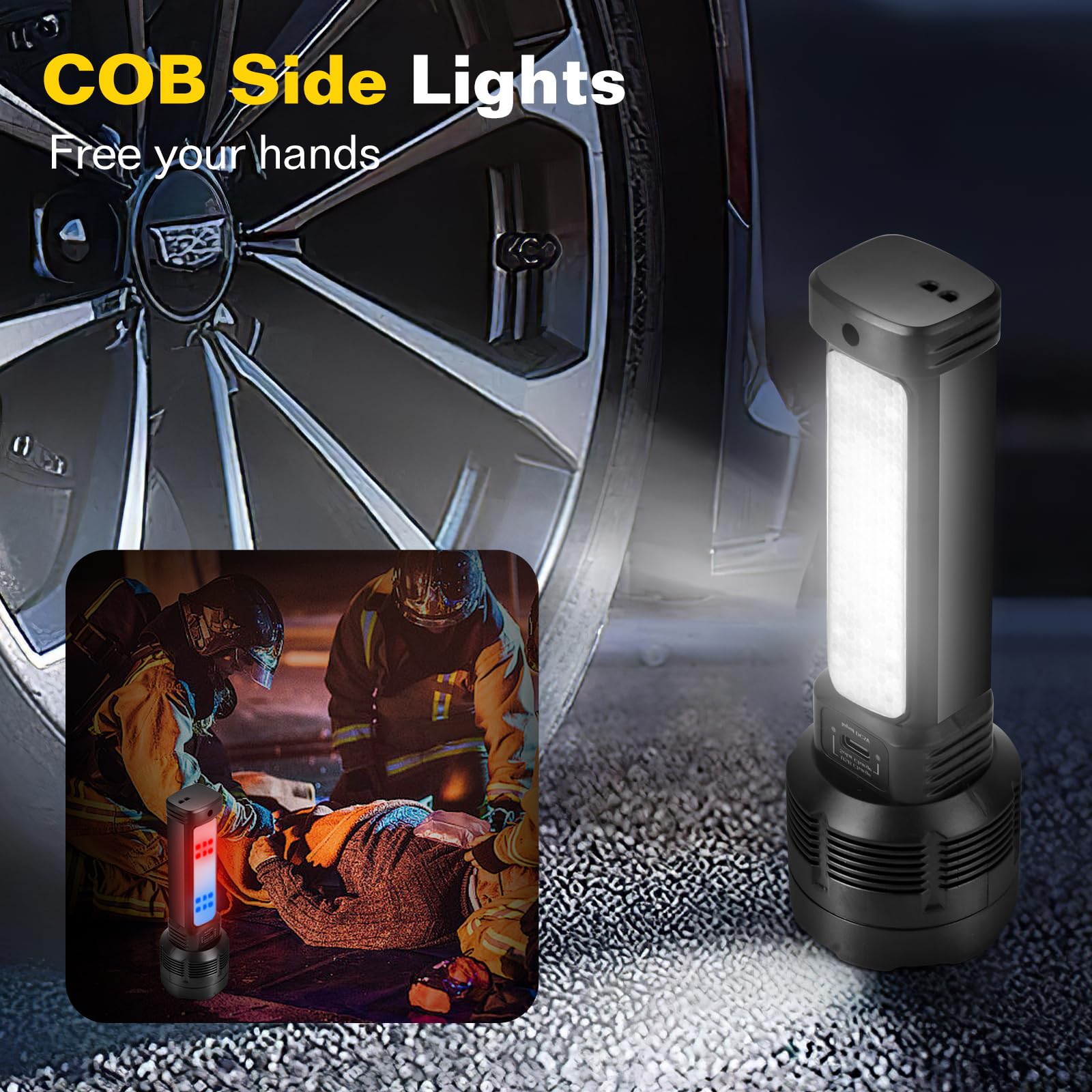 B013 2 Pack LED Flashlight - 20000 Lumens, Compact, Waterproof, Rechargeable, Black, Model 002 for Home, Camping, Hiking, Emergencies