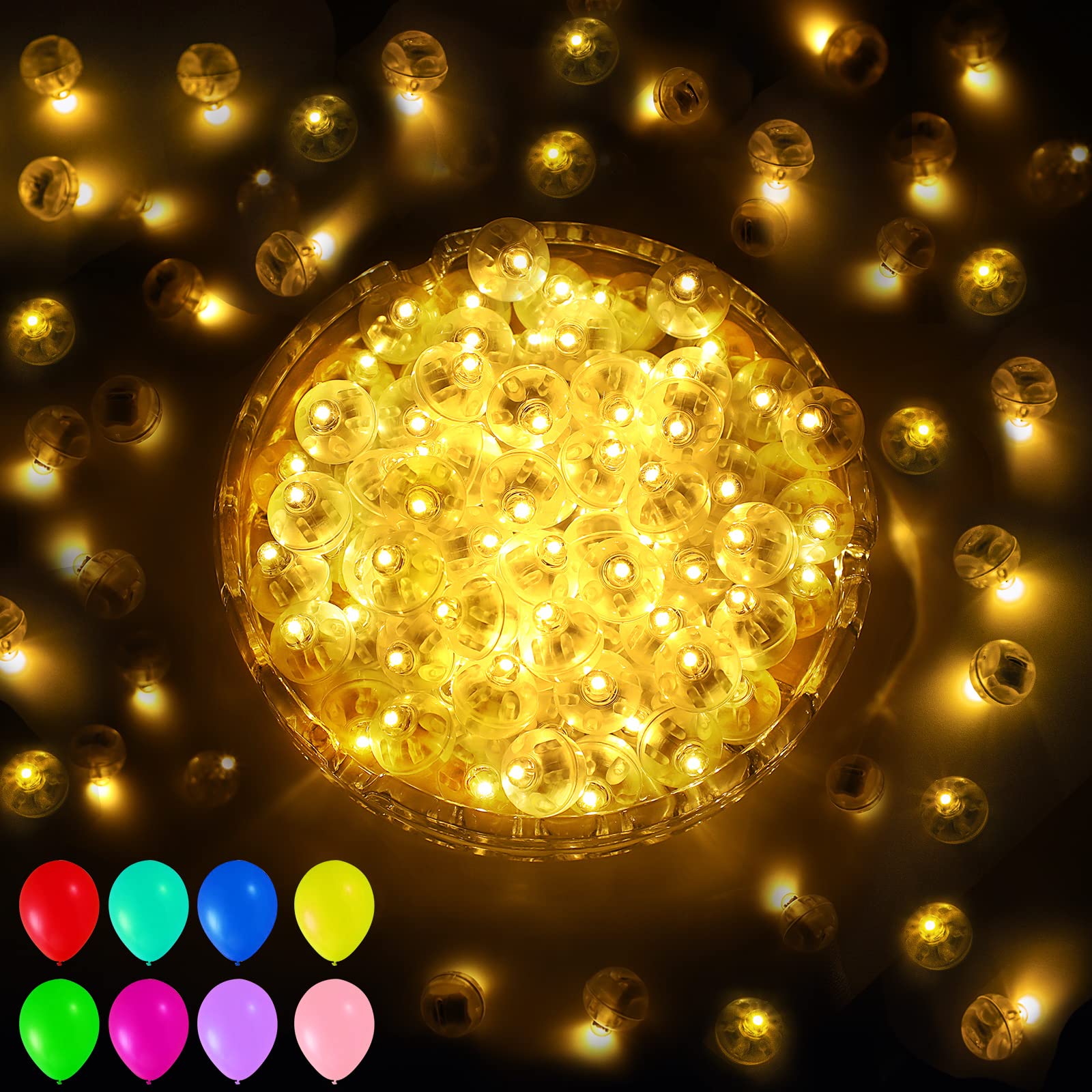 Aogist 50 Pcs Warm White Hanging Balloon Light, Mini Ball Lamp Round Tiny Led Light For Paper Lanterns Glass Balloons Indoor Bir