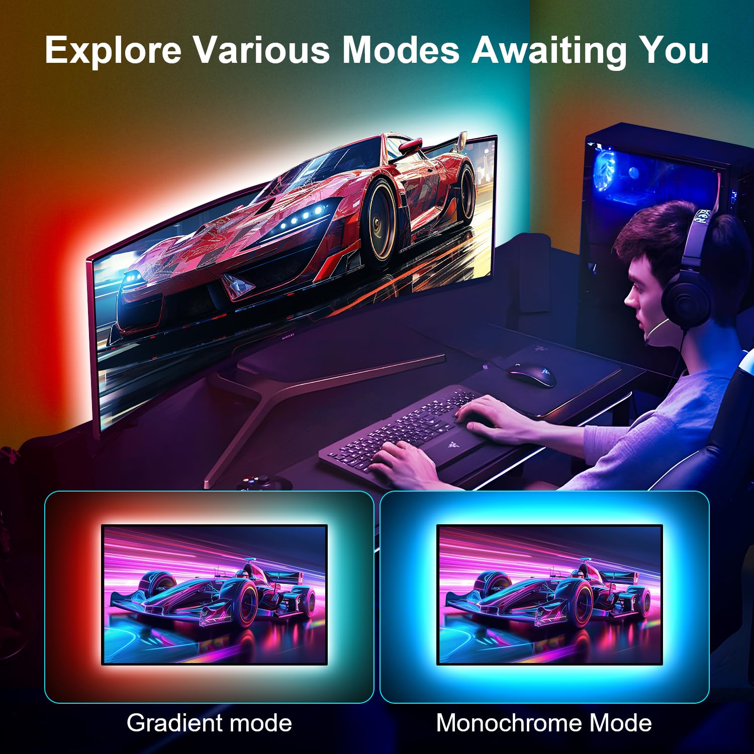 Nexillumi Led Lights For Tv, 13.2Ft Tv Led Backlight For 32-65 Inch, Rgb Led Strip Lights Behind Tv, App Remote Control Music Sync Tv Led Lights For Bedroom