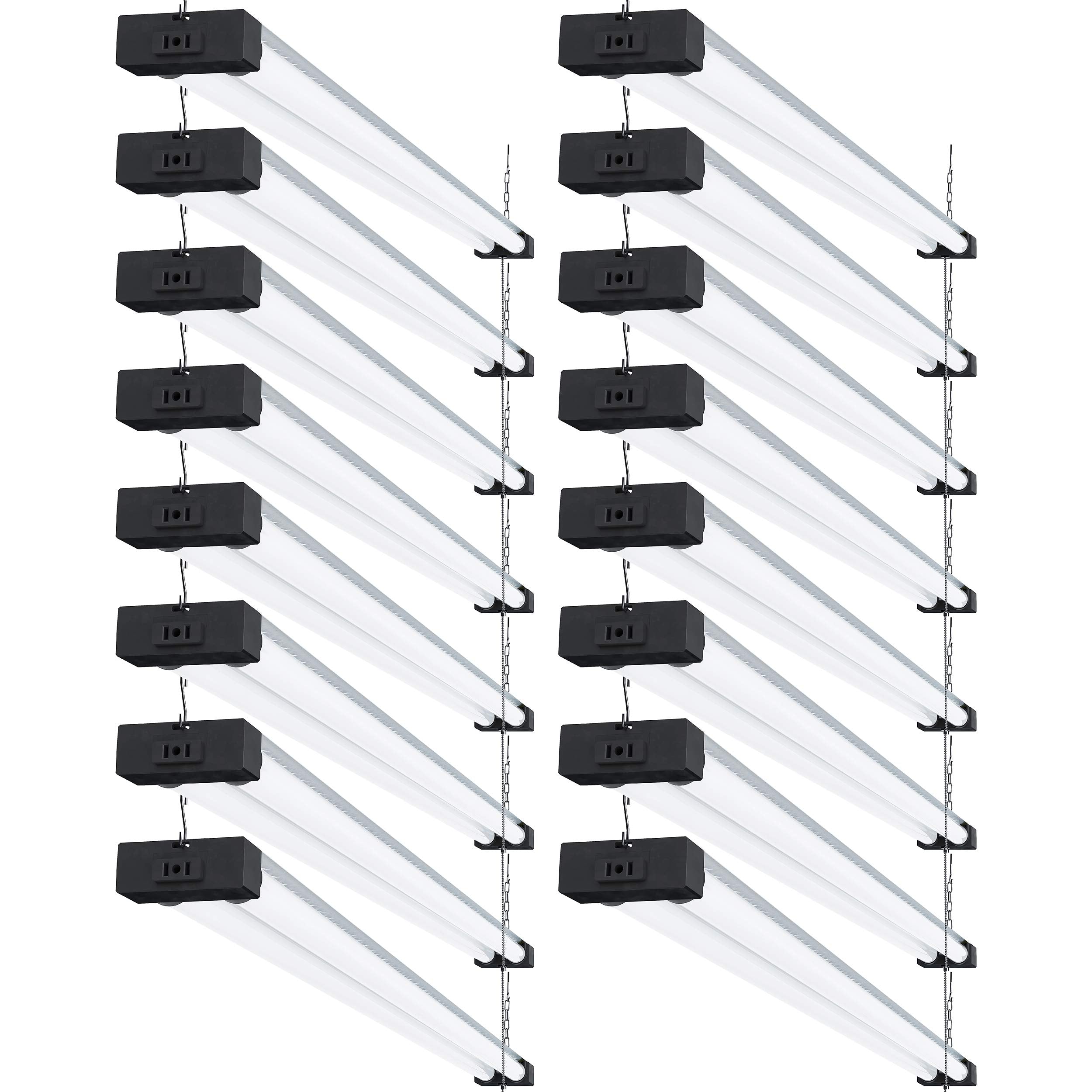 Sunco 16 Pack 40W=260W LED Shop Light for Workshop Garage 4FT, Plug in Frosted Lens Linkable Utility Industrial Fixture, 6000K D