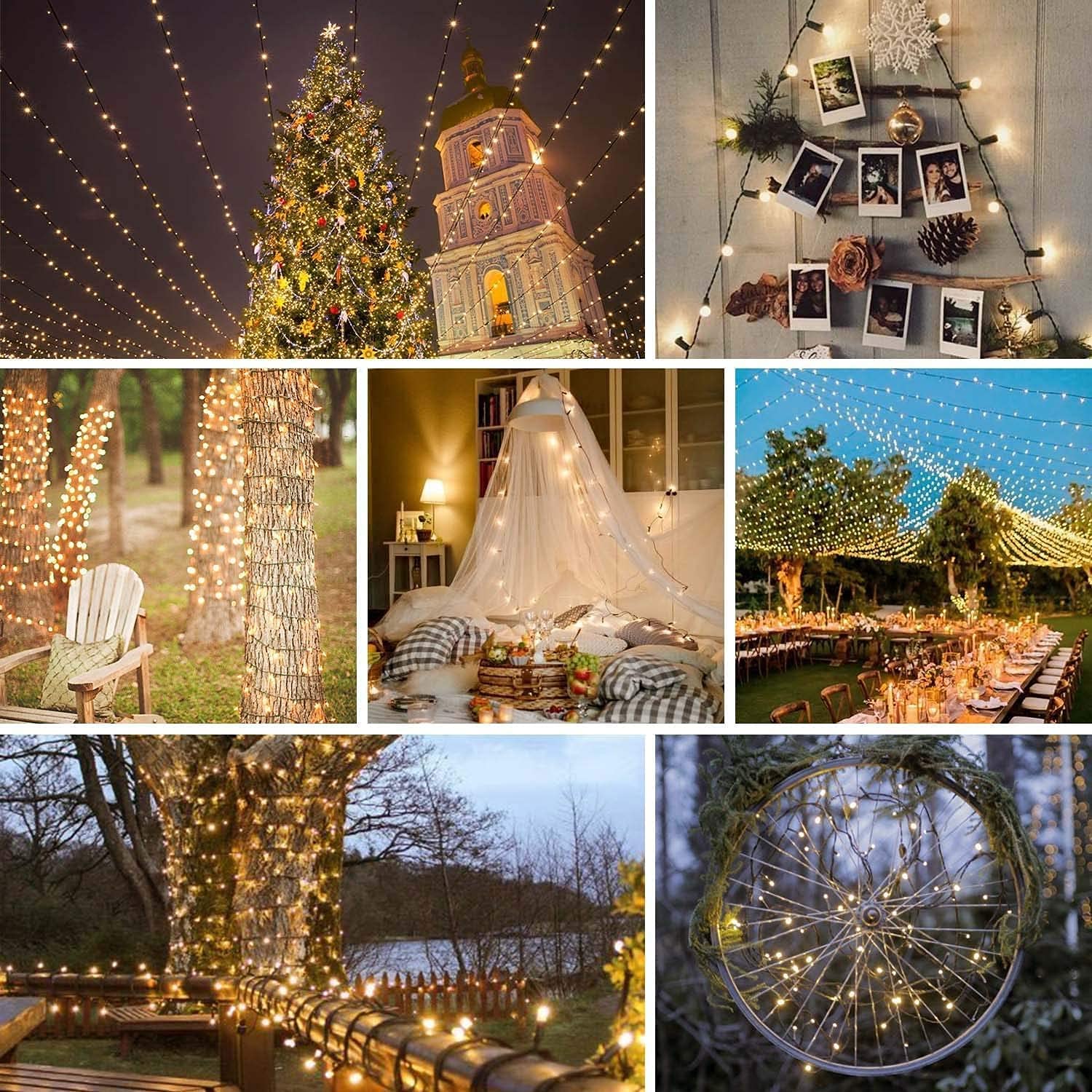 YIQU 33FT 100 LED Christmas String Lights, Warm White, Waterproof, 8 Modes, UL Certified, Model MLS-D29V6WUC-O