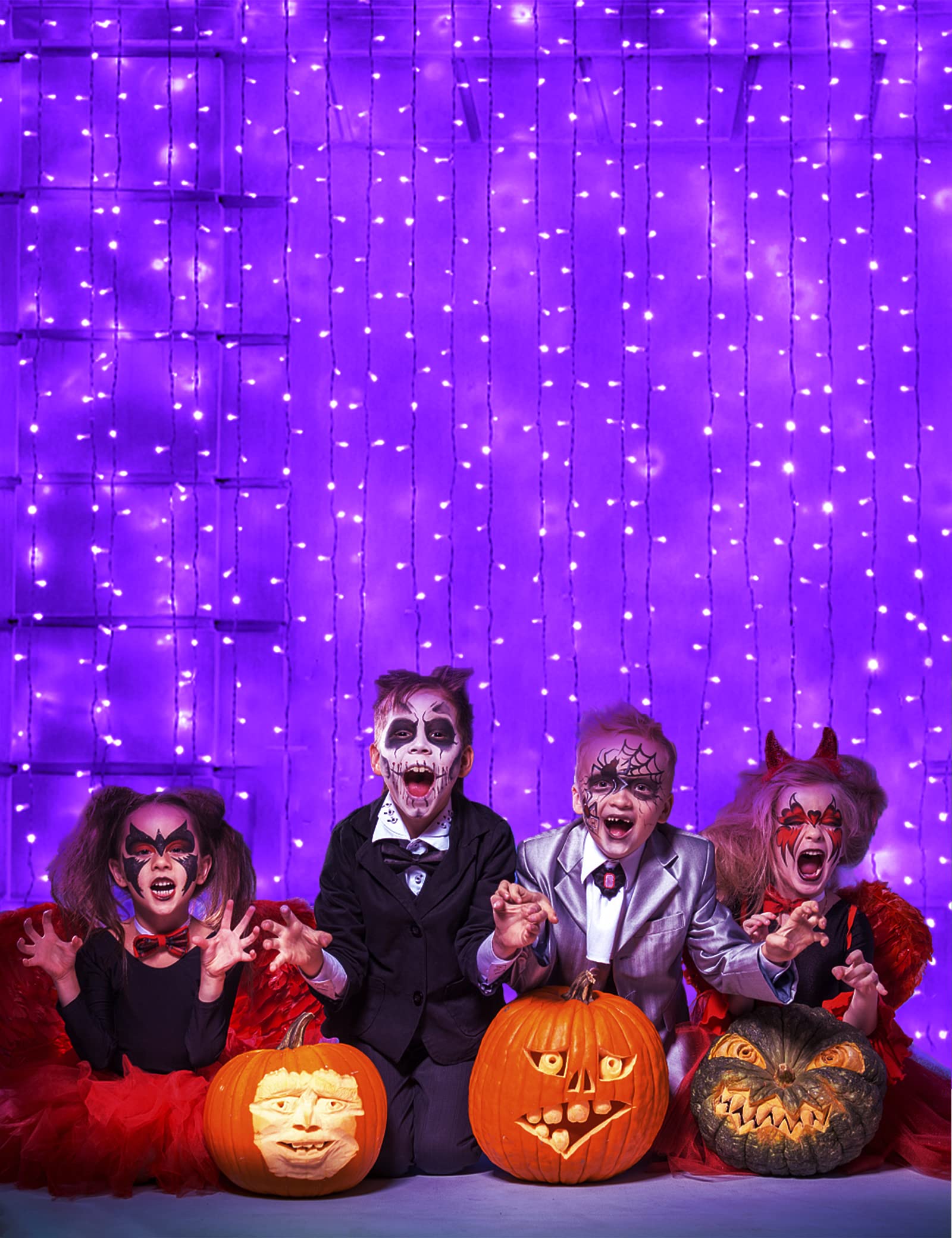 Suddus 200 Led Purple Curtain Lights With Usb Plug - Indoor Halloween & Holiday Decor, 6.5Ft X 6.