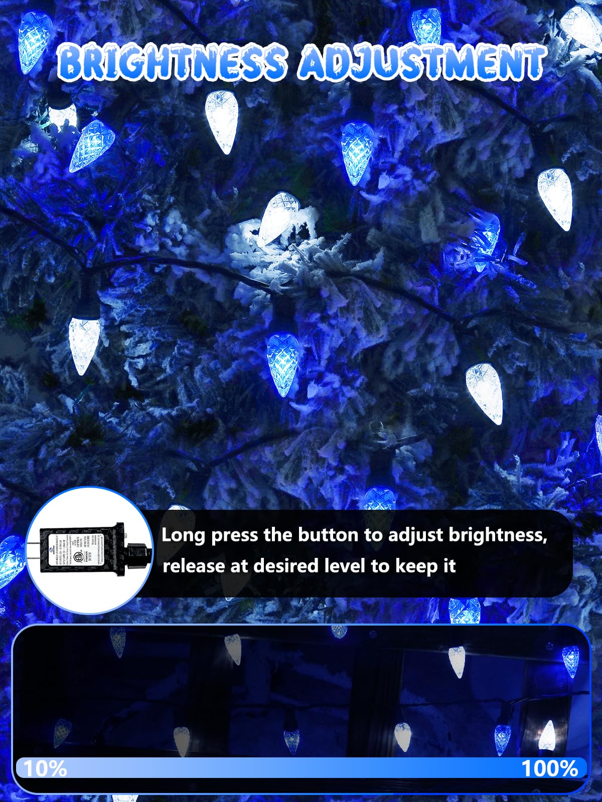 240 Led 78Ft C6 Christmas String Lights  Super Long Christmas Lights Outdoor Indoor With 13 Modes & Timer  Waterproof Fairy Twinkle Light Plug In For Tree Garden Party Xmas Decorations (White & Blue)