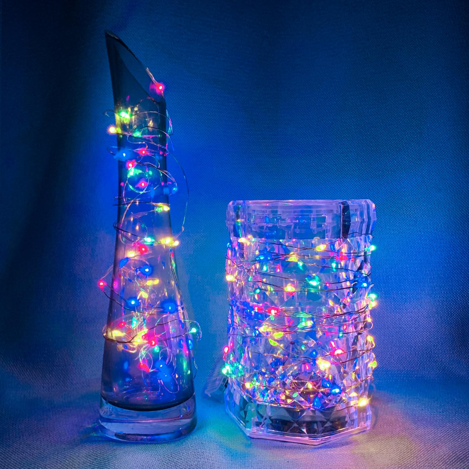 chzk Fairy Lights 20 LED Twinkle String Lights 7Ft Battery Operated Waterproof Multicolor A01-Mini 50 Pack