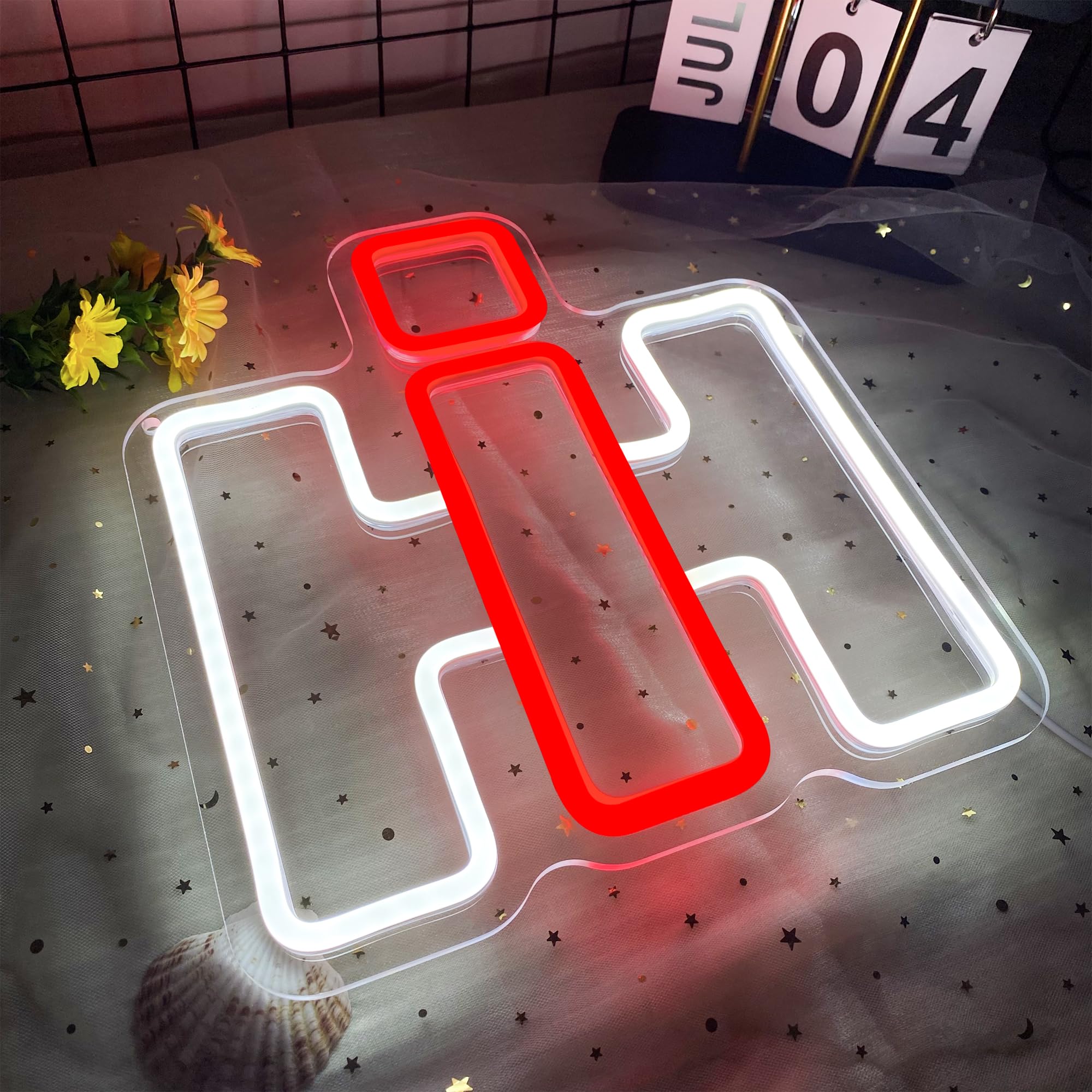 Foxiden Neon Signs for Wall Decor, Dimmable IH Tractor Light, 11.8"x11", Red+White, USB Powered for Farm, Bedroom, Bar, Gifts