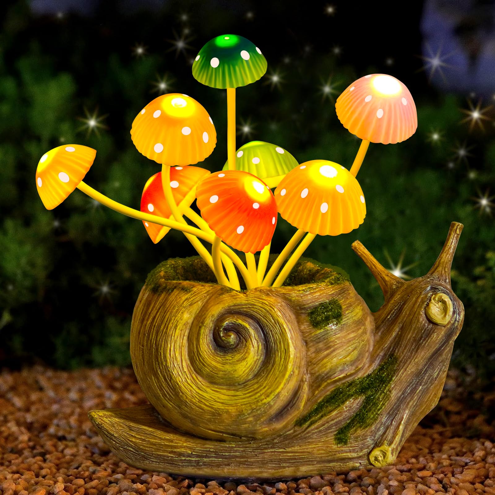Solar Lights Outdoor Fairy Garden Accessories, Snail Statues Garden Decor for Outside, Easter Gifts Yard Decorations Patio Lawn 