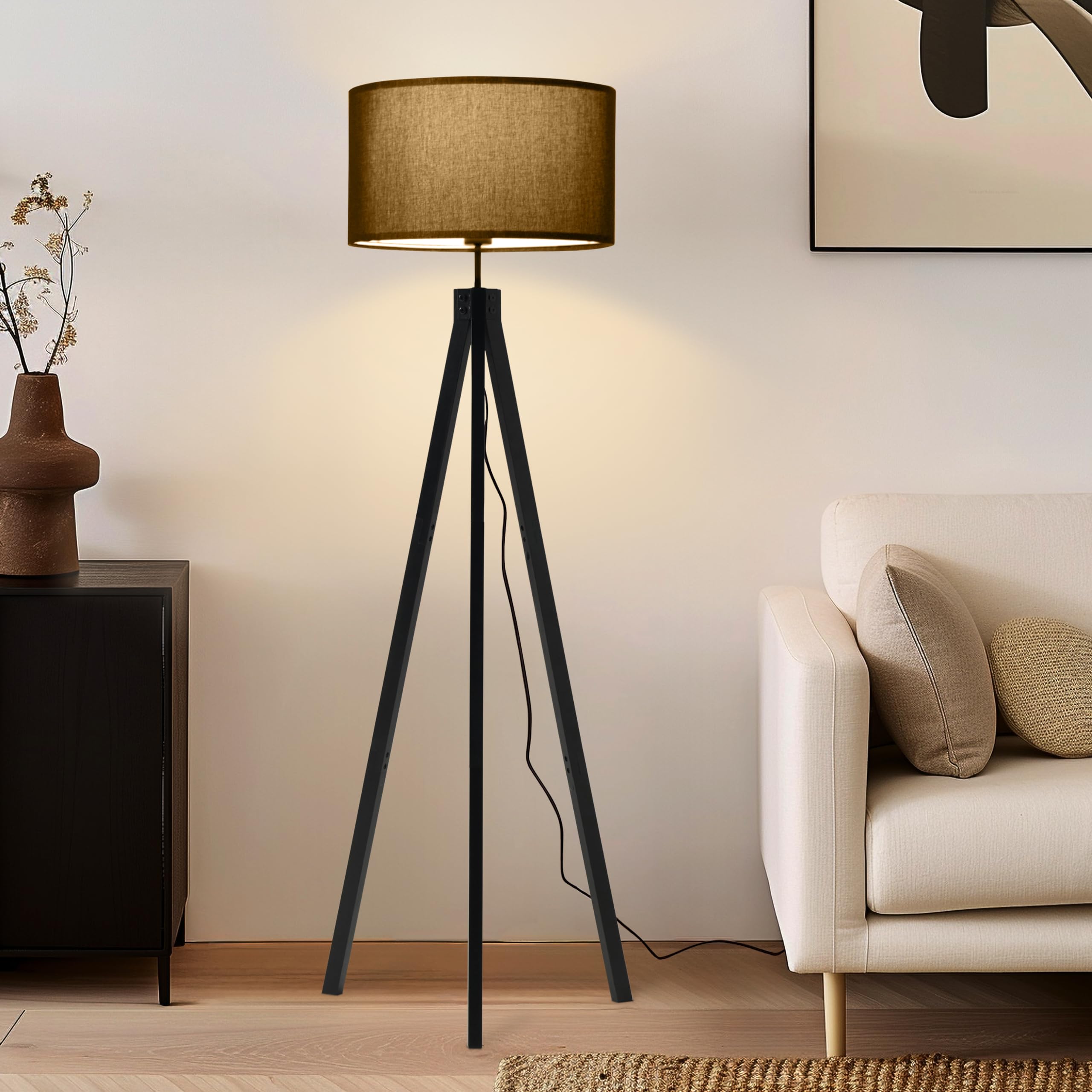 Brightech Eden Tripod Led Floor Lamp - Mid Century Dimmable Modern Light For Contemporary Living Rooms - Tall Free Standing Lamp