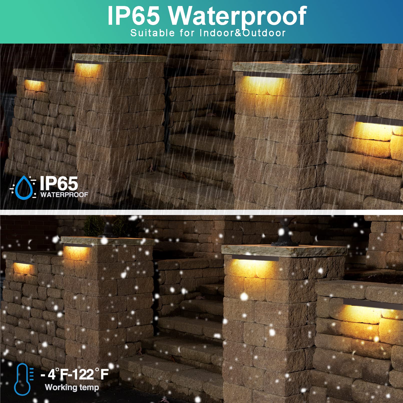 Kwinmyso 4-Pack 12" LED Hardscape Paver Lights, 2700K Warm White, Aluminum, Low Voltage, 50,000 Hours Lifespan, Model HL-