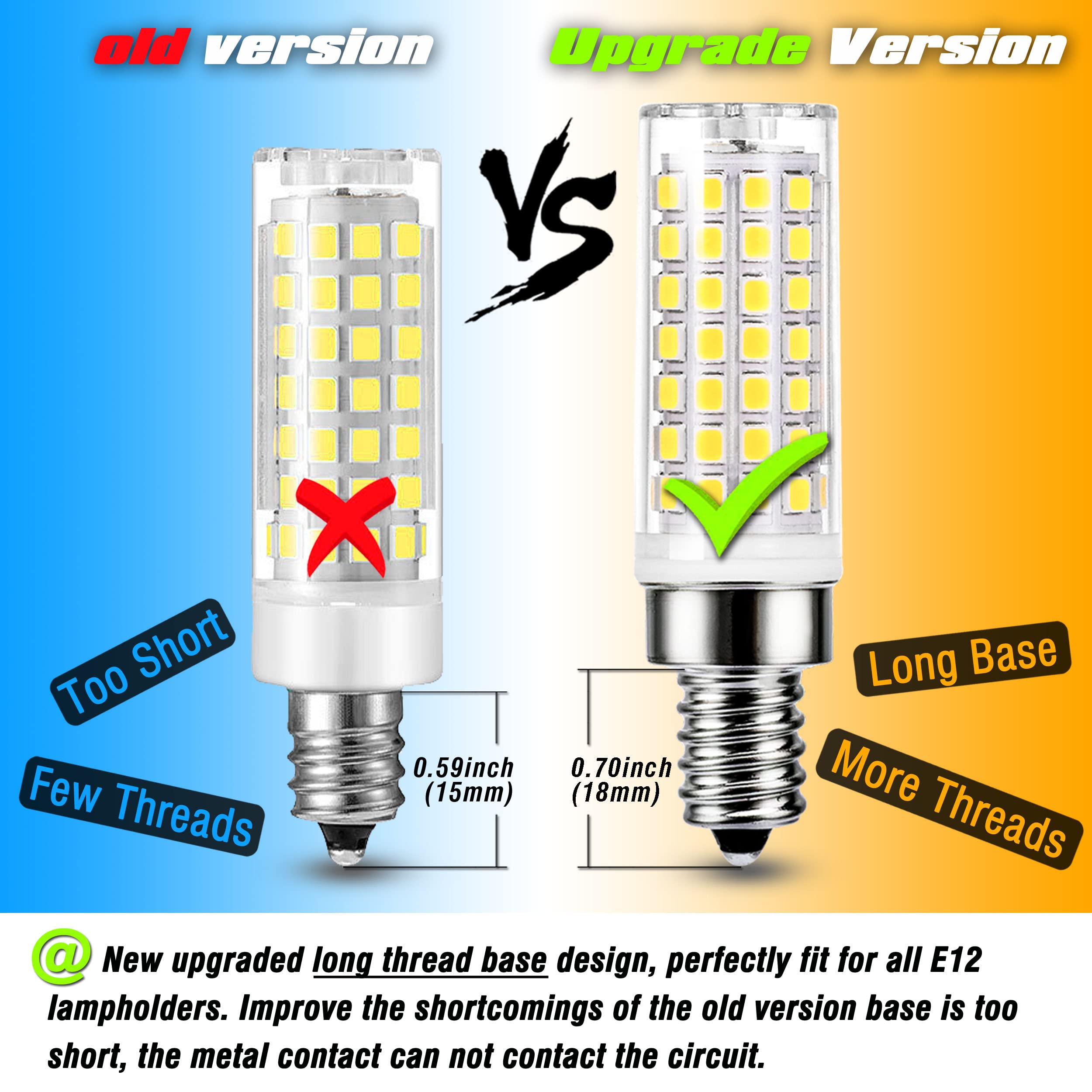 Alide E12 75 Watt Replacement Led Candelabra Bulbs C7,4000K Natural White,800Lm T6 7.5W Led E12 Chandelier Light Bulbs For Ceiling Fan Pendant Lighting,Non-Dimmable,6 Pack