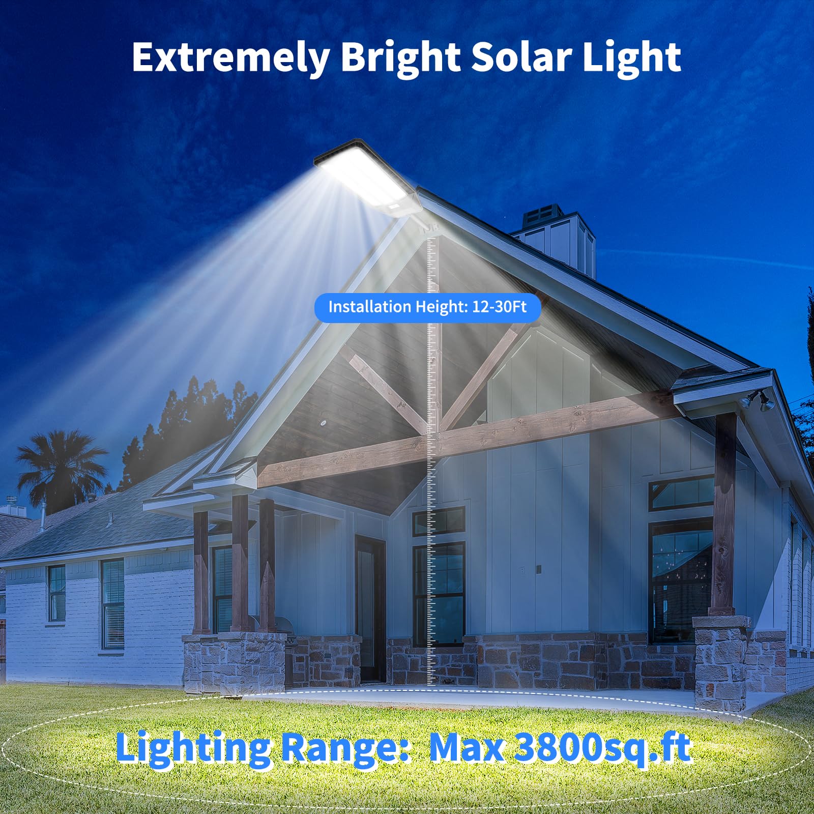 Solar Lights Outdoor 6500W, Commercial Grade Solar Street Lights Outdoor 480000 Lumens, Solar Parking Lot Lights, Dusk To Dawn Solar Security Flood Light Motion Sensor With Remote Control, 2 Pack