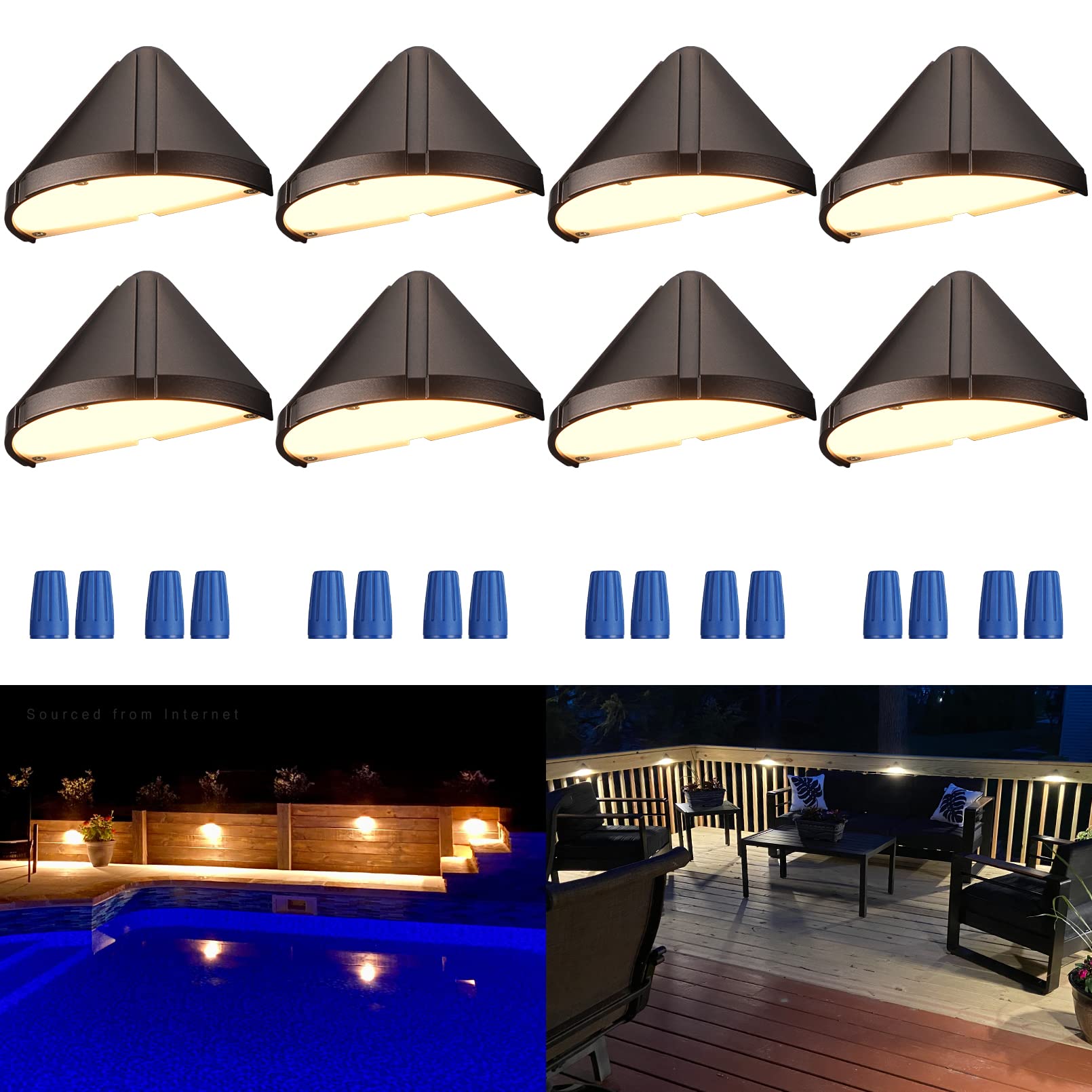LEONLITE 8-Pack 5W LED Deck Lights, Aluminum Outdoor Stair Railing Lighting, IP65, Soft White 2700K, Model 33733, Oil Rubbed Bronze