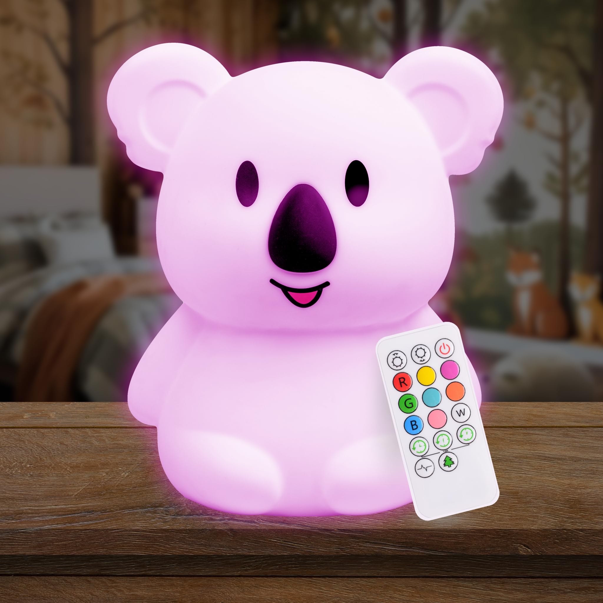 Lumipets Koala Bear Night Light, Silicone Nursery Lamp for Kids, White, Model Koalaremote