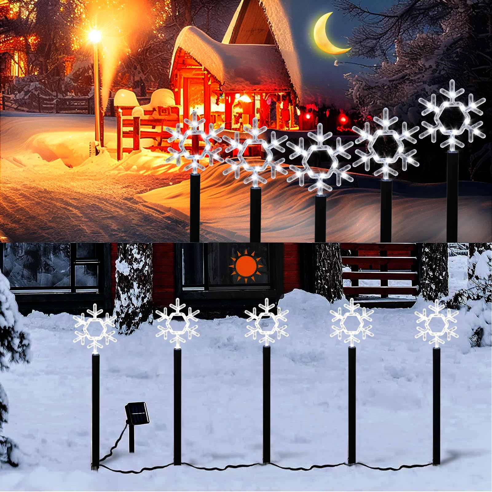 Illuminew Christmas Solar Pathway Lights - Set Of 5 Waterproof Landscape Lights, Led Stake Decorations For Yard, Lawn, Patio, Wa