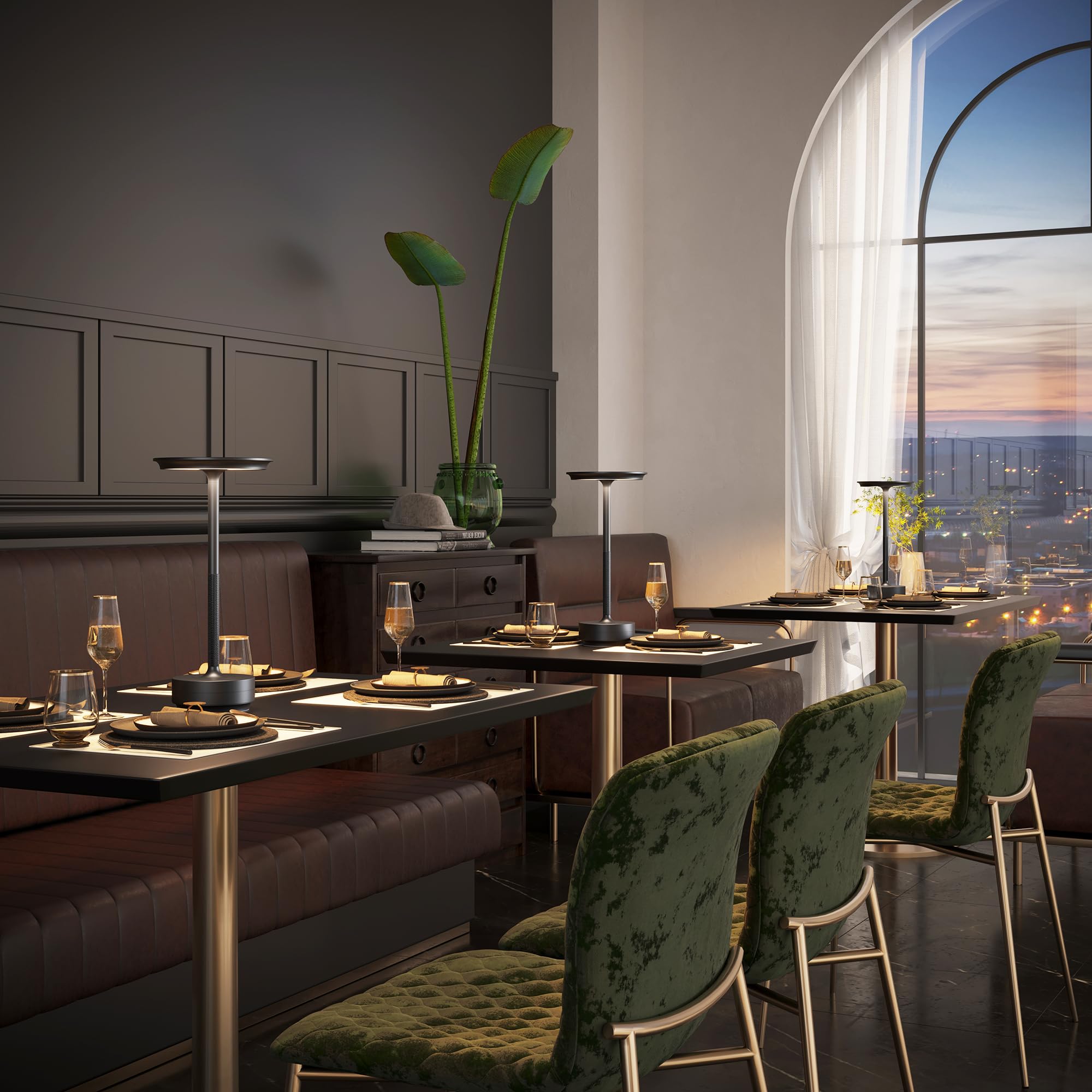 Tbbga 2 Pack Rechargeable Led Table Lamps, 5000Mah Cordless, 3 Color Dimming, Black