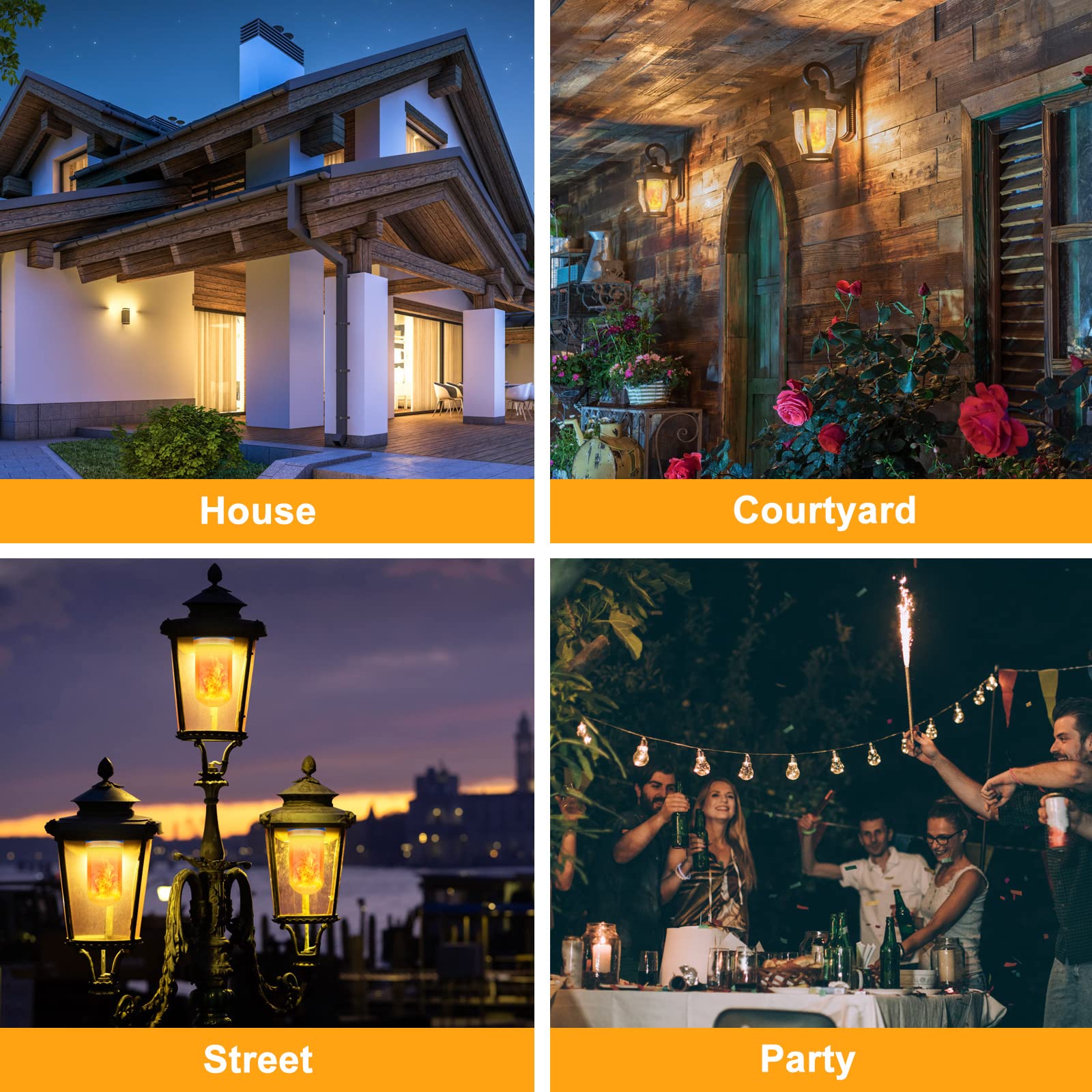 CPPSLEE LED Flame Light Bulbs, 4 Modes Flickering E26 Base, Yellow, 1 Pack for Holiday Outdoor Indoor Decor