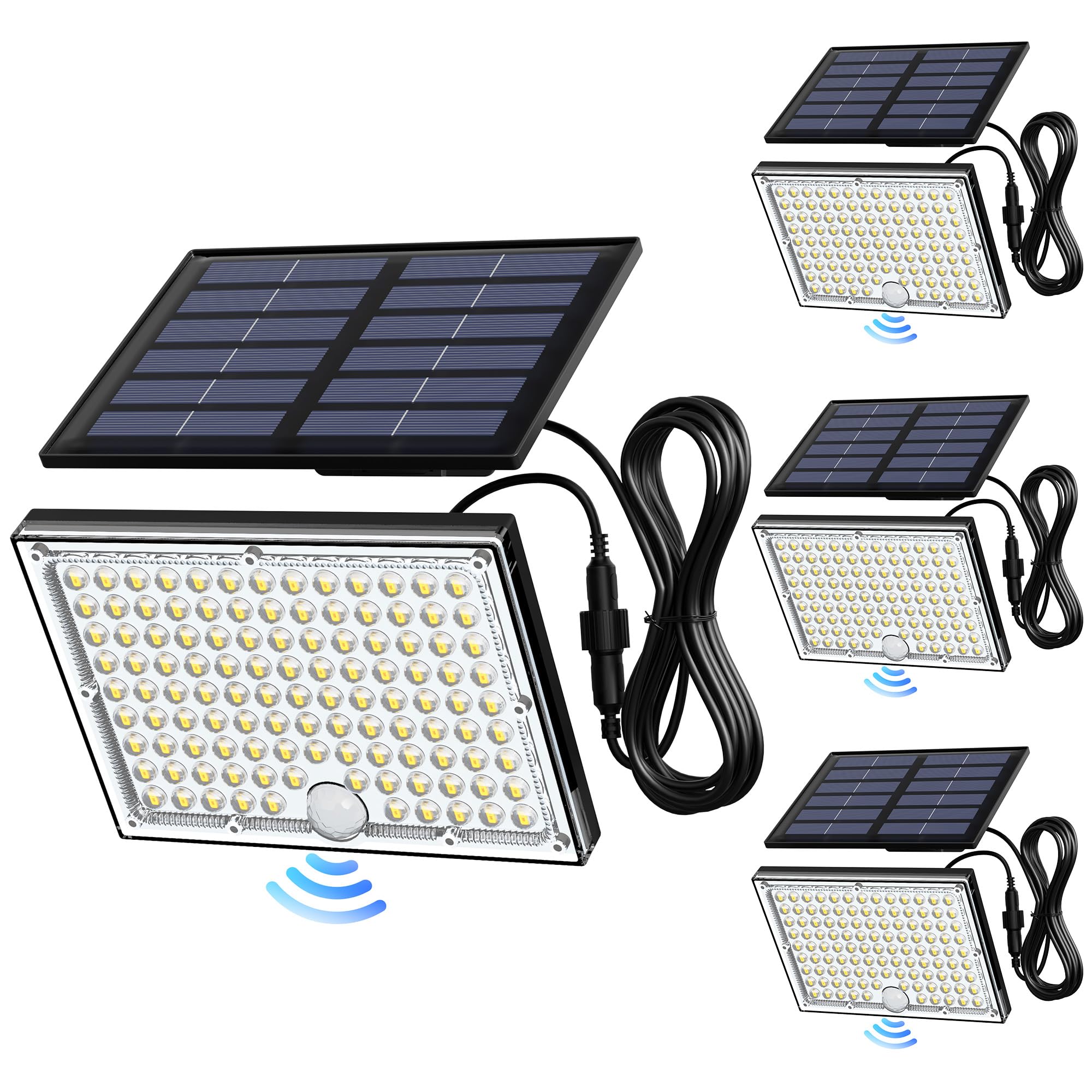 JACKYLED Motion Sensor Flood Lights, 113 LED Cool White Solar Lights for Outside, Dusk to Dawn IP65 Waterproof LED Outdoor Solar