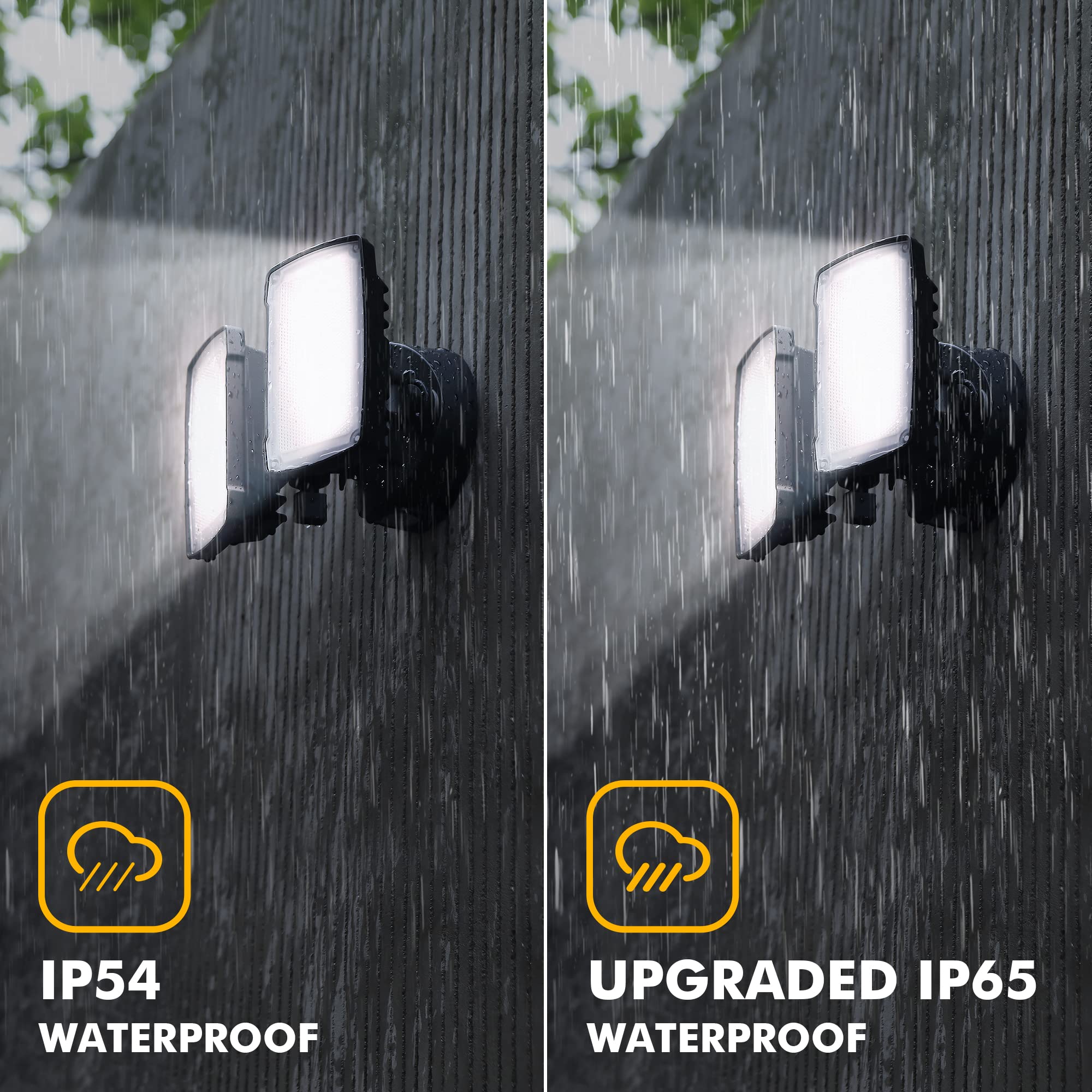 LUTEC Dual-Head LED Floodlight 3500 Lumen 32W 5000K Black 2-Pack Waterproof Security Light