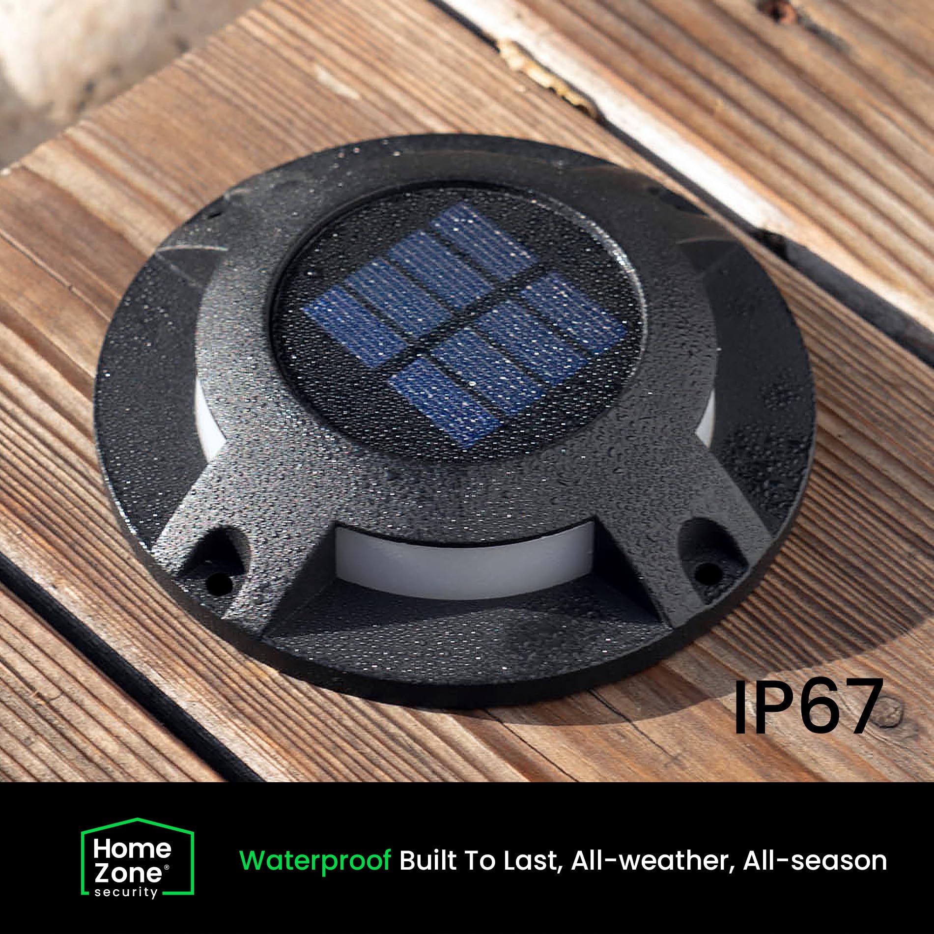 Home Zone Outdoor Solar Deck Light, 20 Lumens, Waterproof, Black, Aluminum Plastic Case, Model ELJ7965V