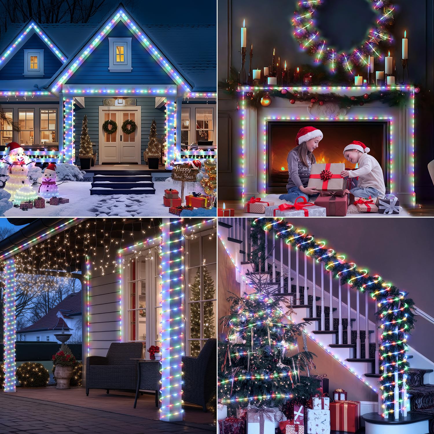 Omika Connectable 66Ft 800Led Rope Lights For Outside, Multicolor Led Rope Lights Plug In With Remote Timer, 8 Lighting Modes, O