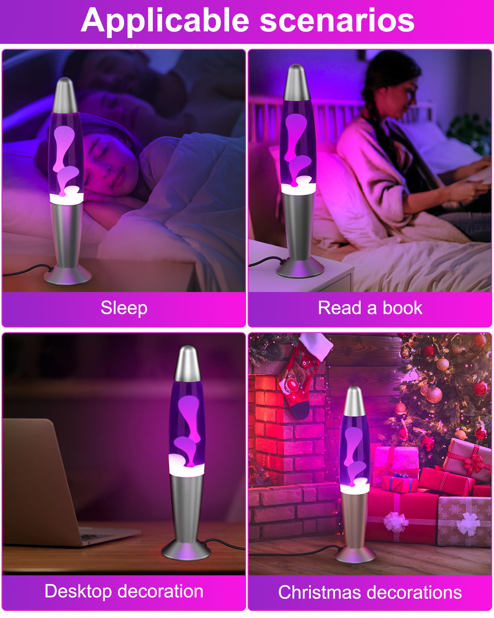 Eadaiylon Purple LED Motion Lamp for Adults and Kids, Liquid Motion Lamps with White Wax Flows, Night Light Home Room Decor, Gif