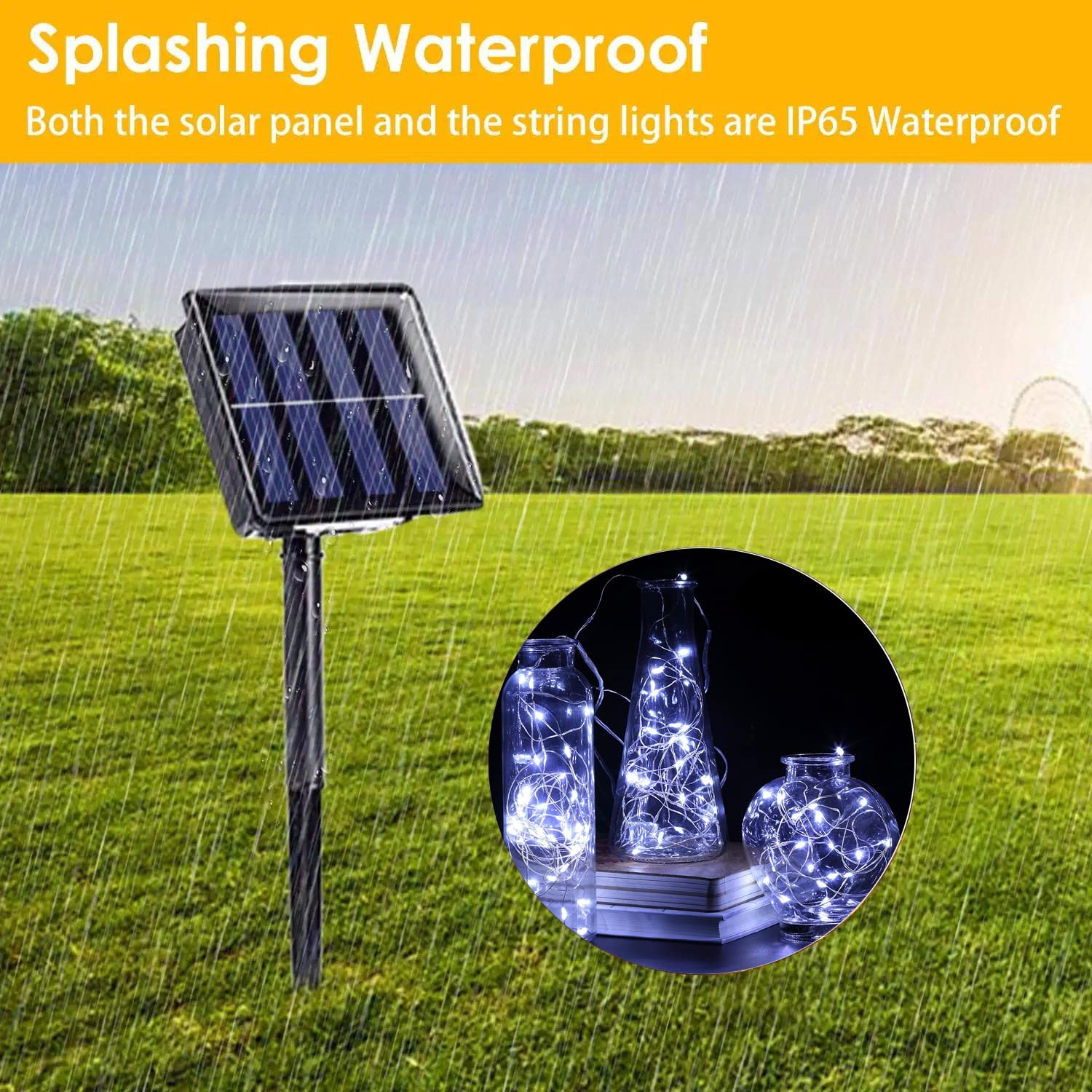 Solar String Lights Outdoor, 2-Pack Total 80Ft 200 Led Solar Christmas Twinkle Lights Outside Waterproof Copper Wire 8 Modes Solar Fairy Lights For Garden Tree Party Patio Christmas Decor (Cool White)