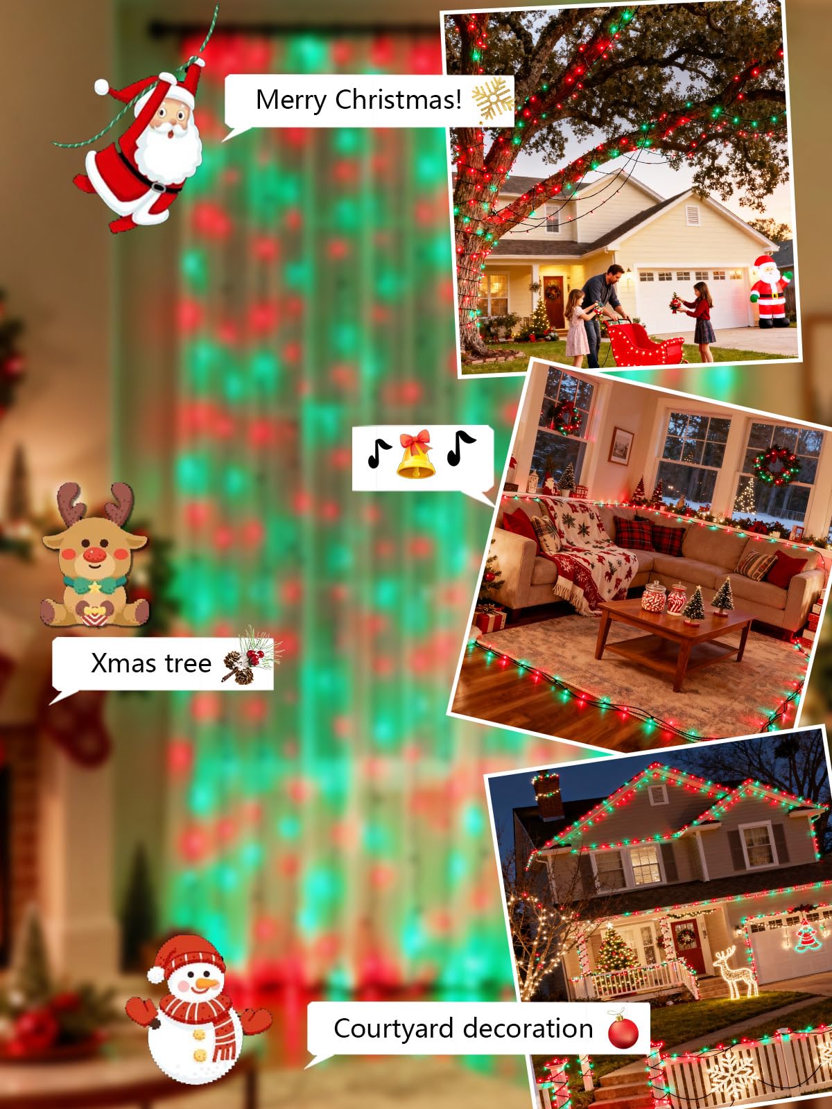 Voice Controlled Christmas Lights With Remote  99 Ft 300 Led String Lights Indoor Outdoor With 12 Modes 3 Timers  Dimmable Twinkle Light Plug In Waterproof For Xmas Tree Party Decor  Red And Green