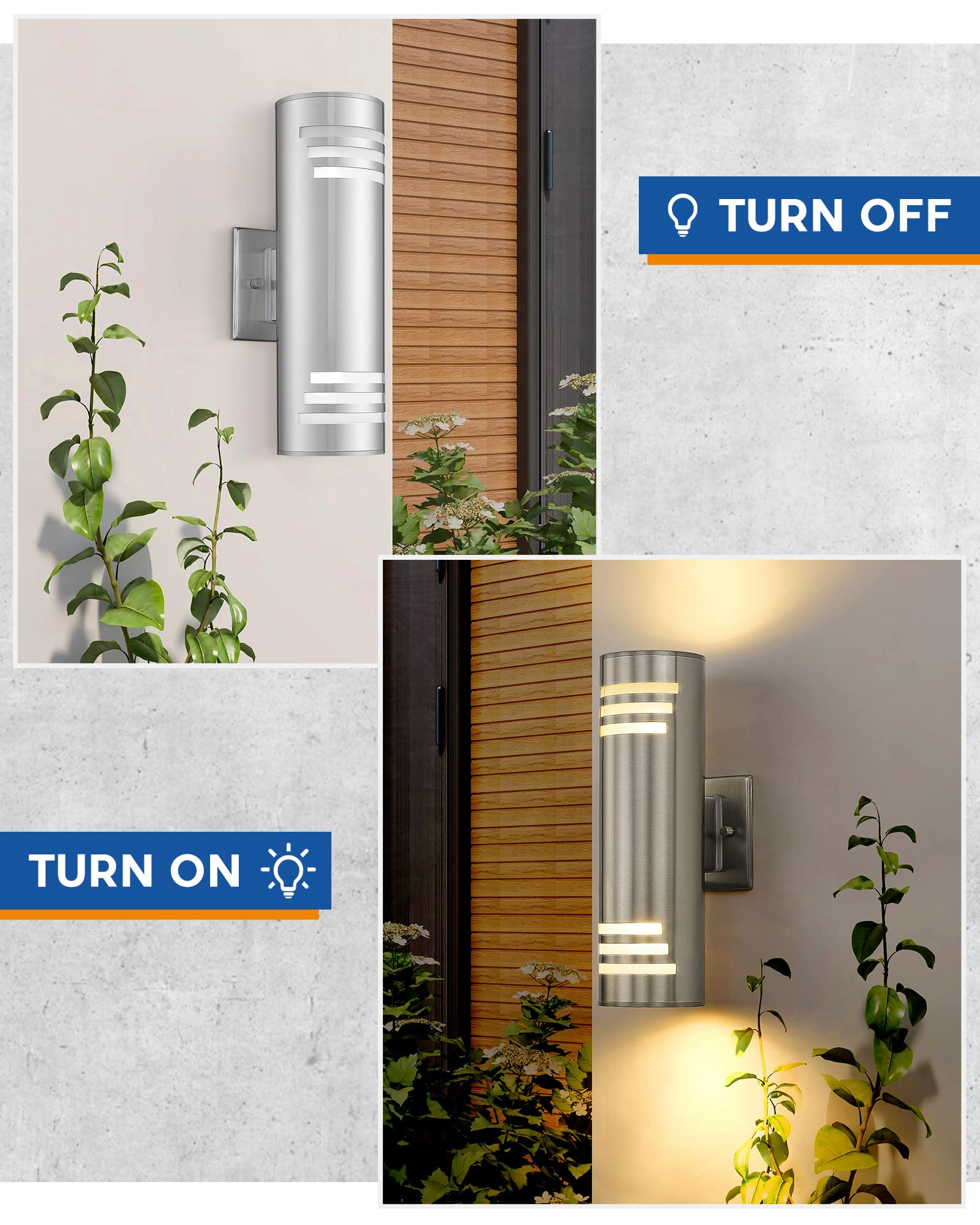 TENGXIN Outdoor Wall Light Fixture, Stainless Steel Cylinder, Waterproof, 1 Pack, Brushed Nickel, Model TXWLSS0005
