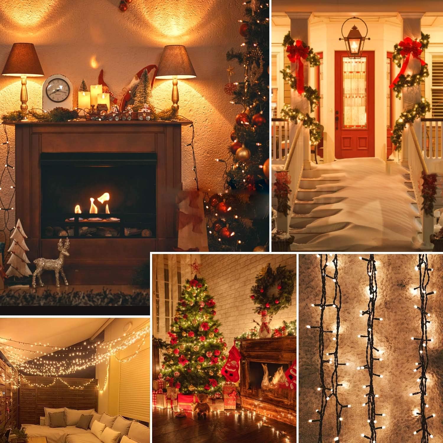 Connectable 100Led 33Ft 8Modes String Lights Indoor Outdoor | Extendable Green Wire Warm White Christmas Tree Lights With Timer