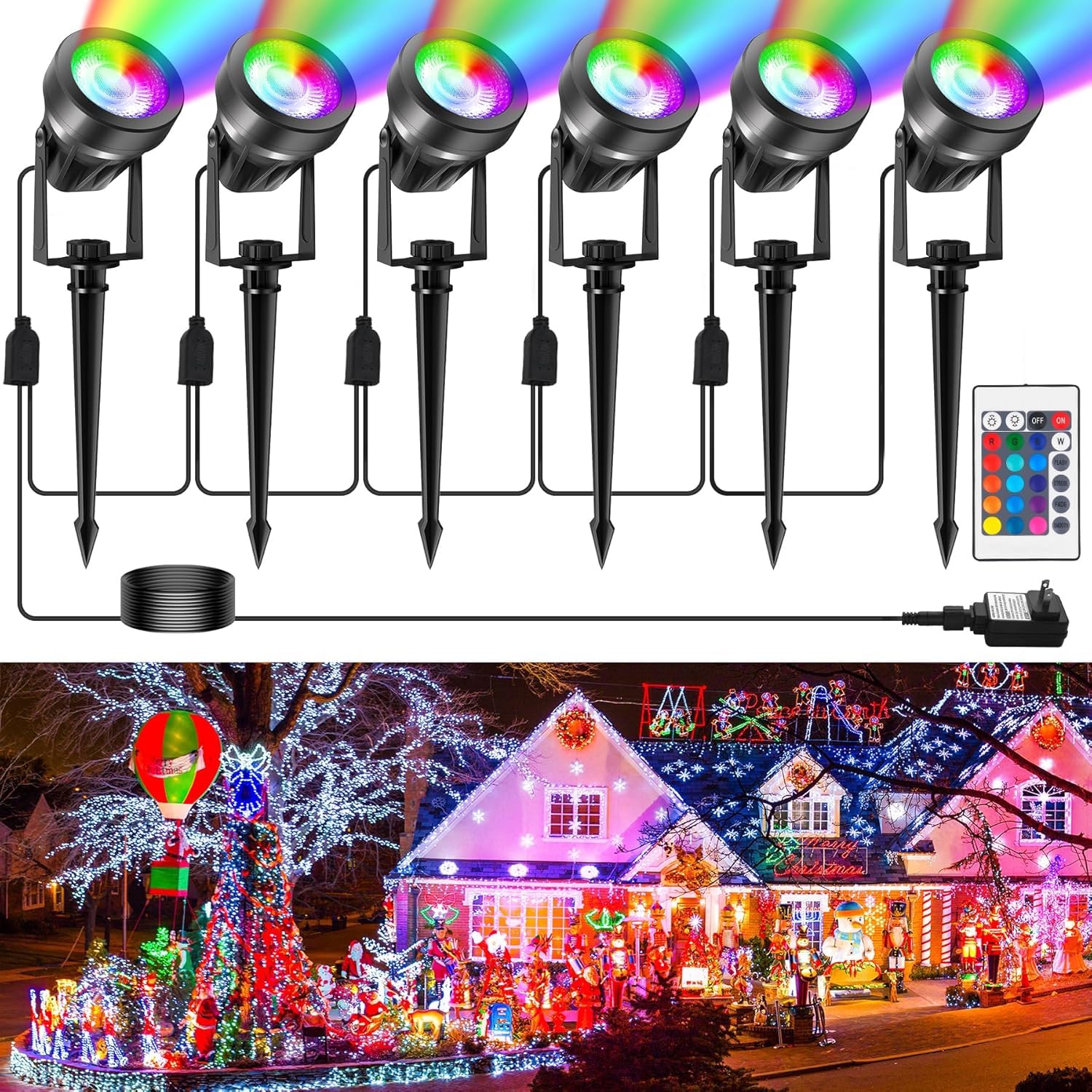Crepow Rgbw Color Changing Landscape Lights With Remote, 12V Low Voltage, 6-In-1 For Garden, Yard