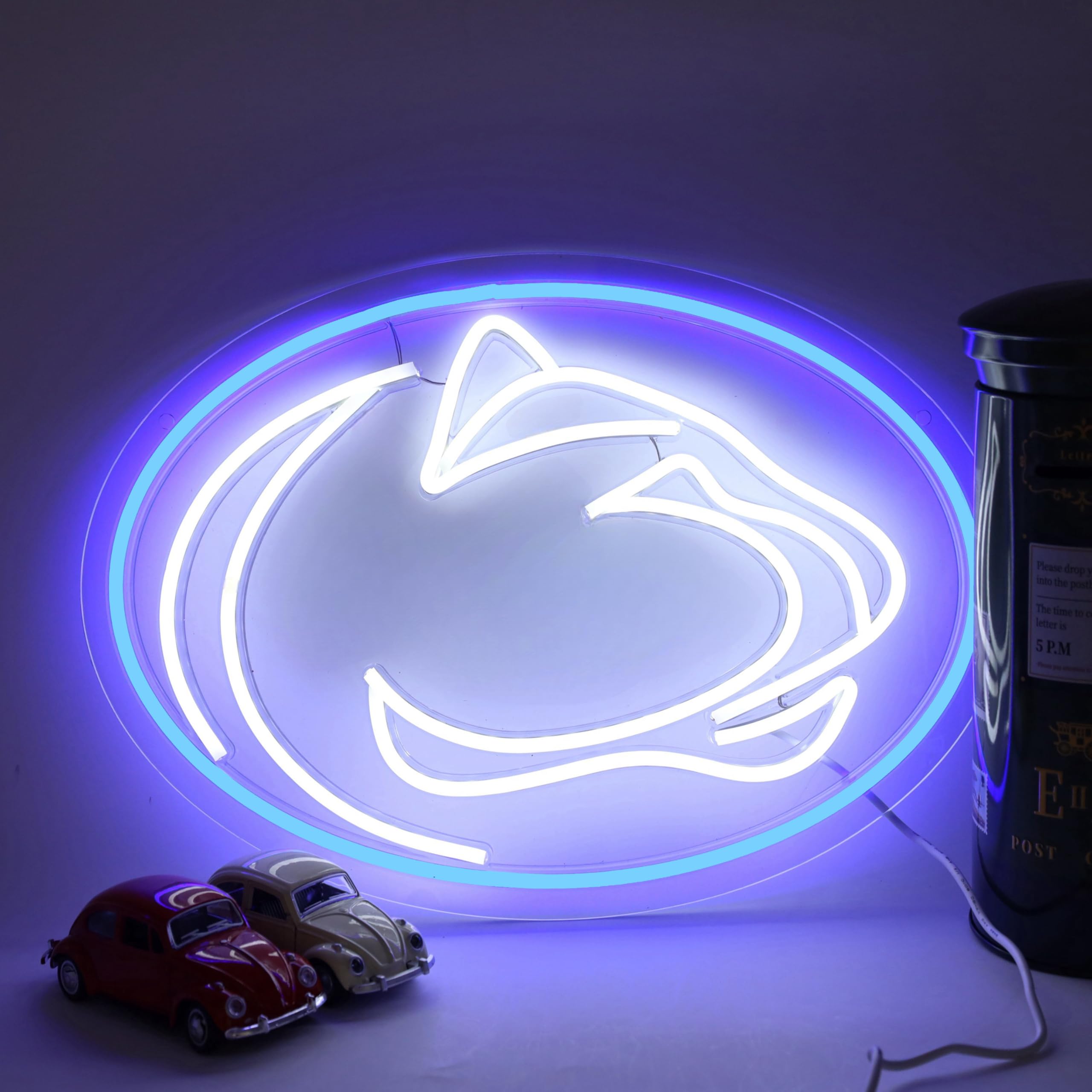 SHINEMYWAY LED Neon Sign for Room Decor, Penn-Blue & White, Dimmable, 15.2inx10.8in, Model SMW-Penn