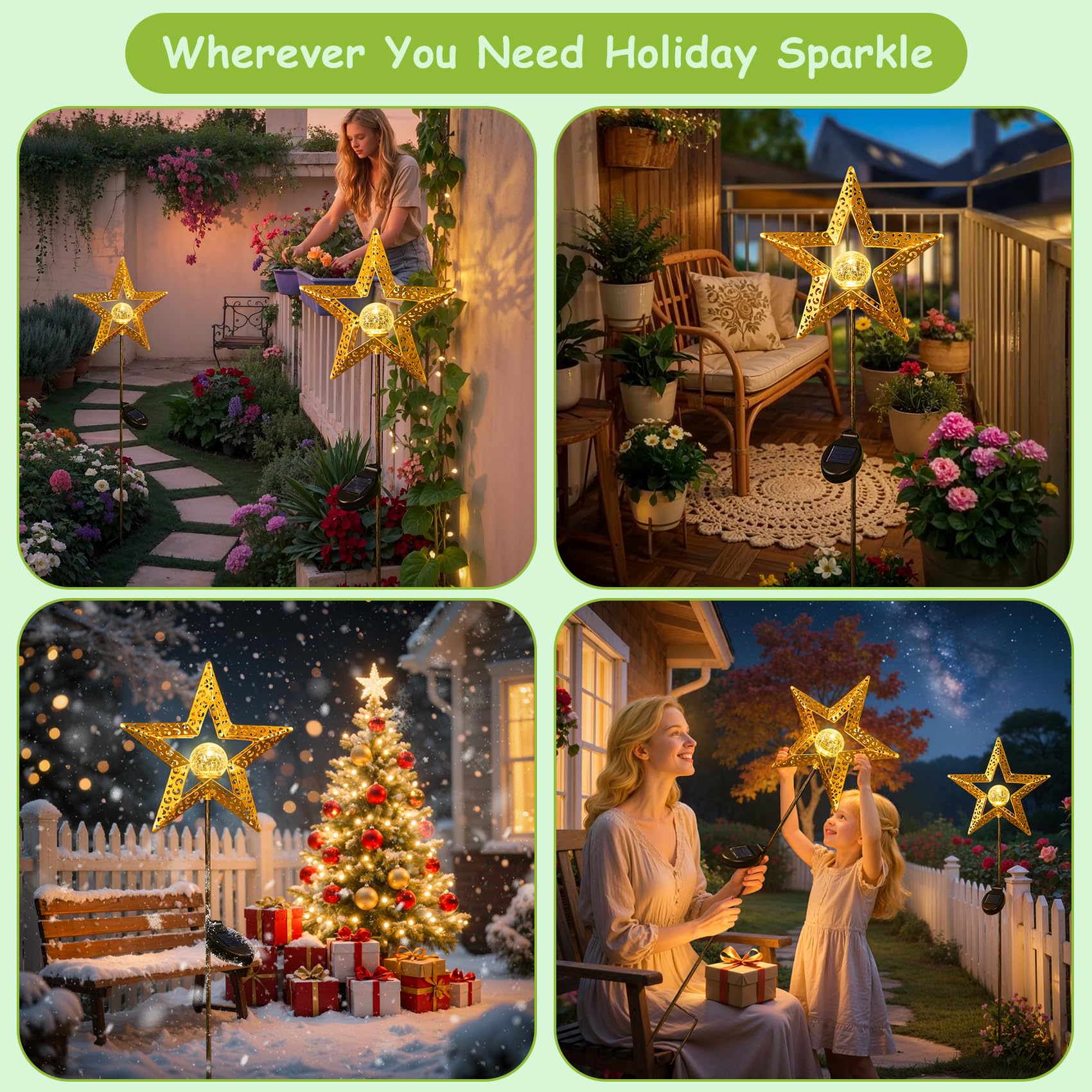 Star Solar Lights Garden Outdoor Decor Waterproof Metal Solar Stakes Lights For Patio Yard Walkway Lawn Patio Garden Gifts