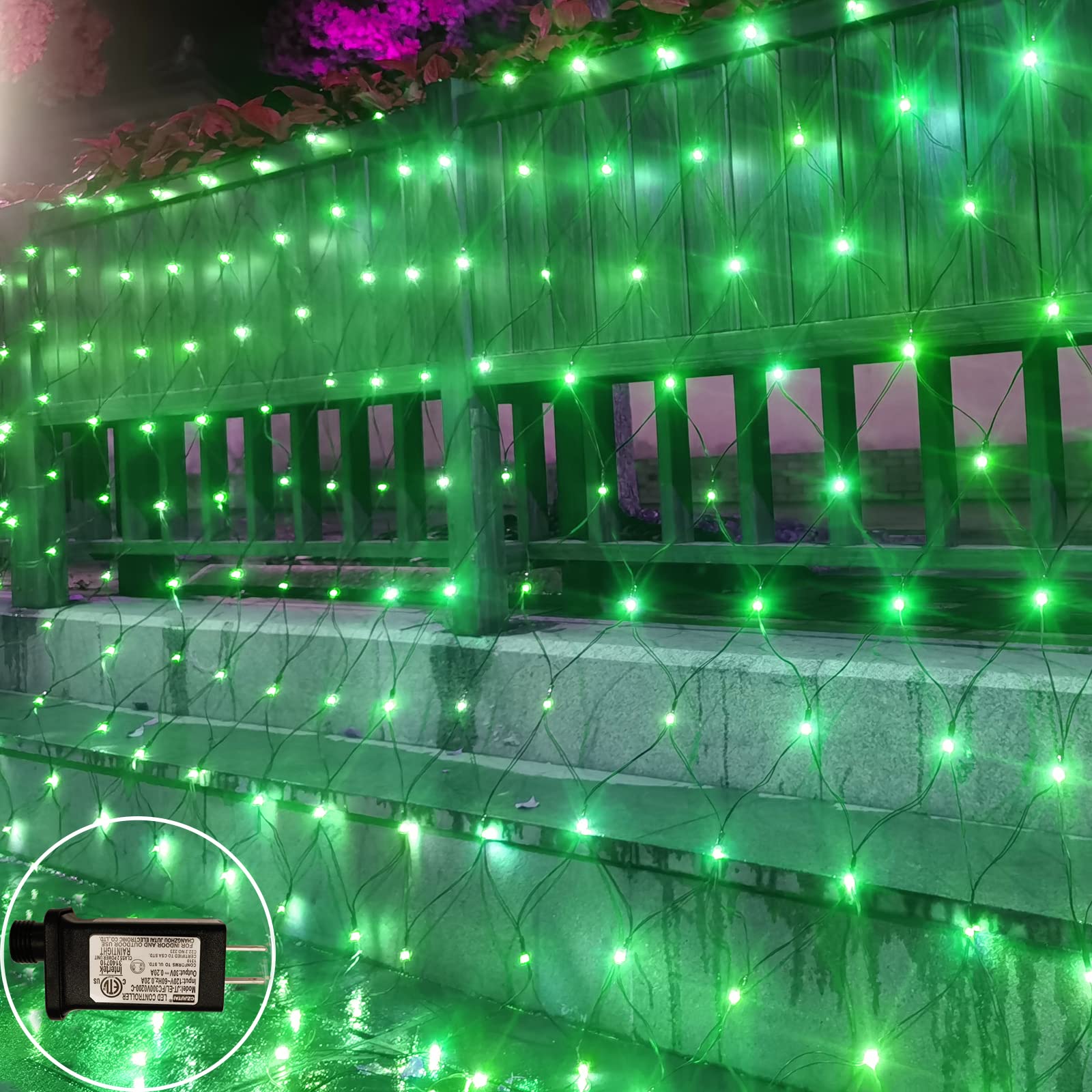 300Led Green Net Lights St Patrick'S Day Decorations, 14.8Ftx5Ft 8 Modes Connectable Mesh Lights, Waterproof Fairy Outdoor Plug-