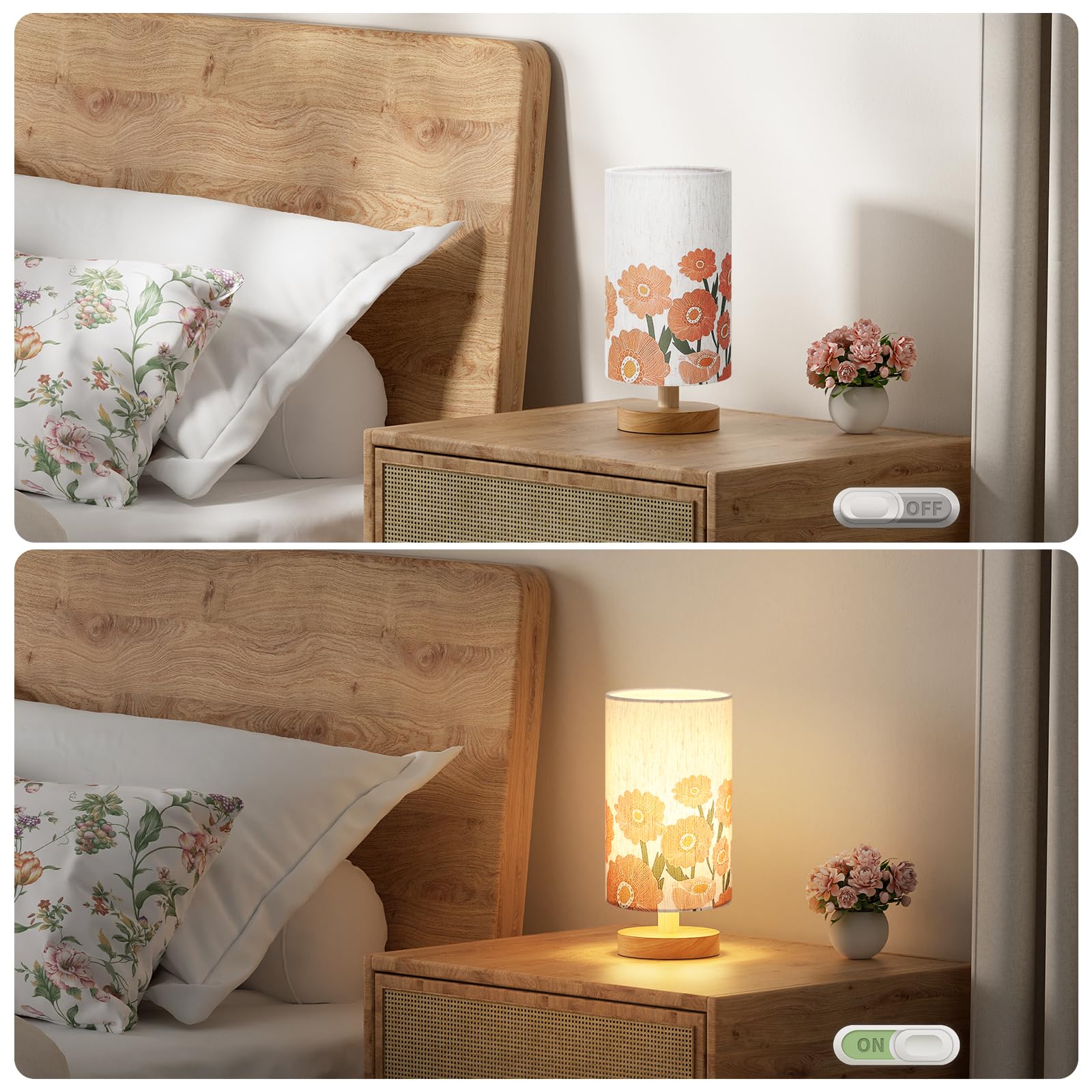 Fenmzee Sunflower Table Lamp For Bedroom - Inline Control, Small Bedside Lamp With 3000K A15 Led Blub, Easy Assembly (Sunflower