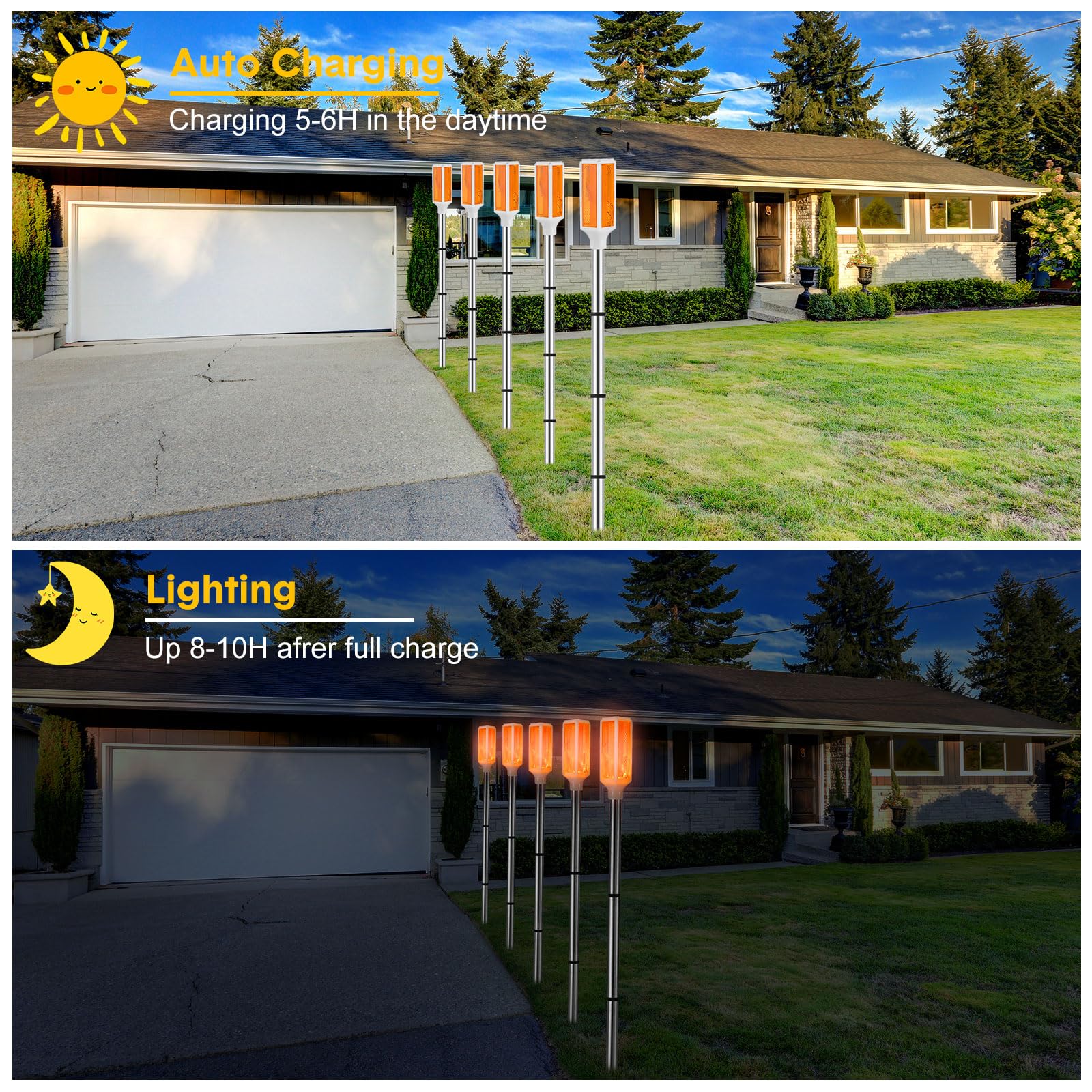 Baquler 10 Pcs Solar Powered Driveway Markers Reflective Driveway Lights Landscape Reflectors with Drill Bit Gloves for Snow Roa