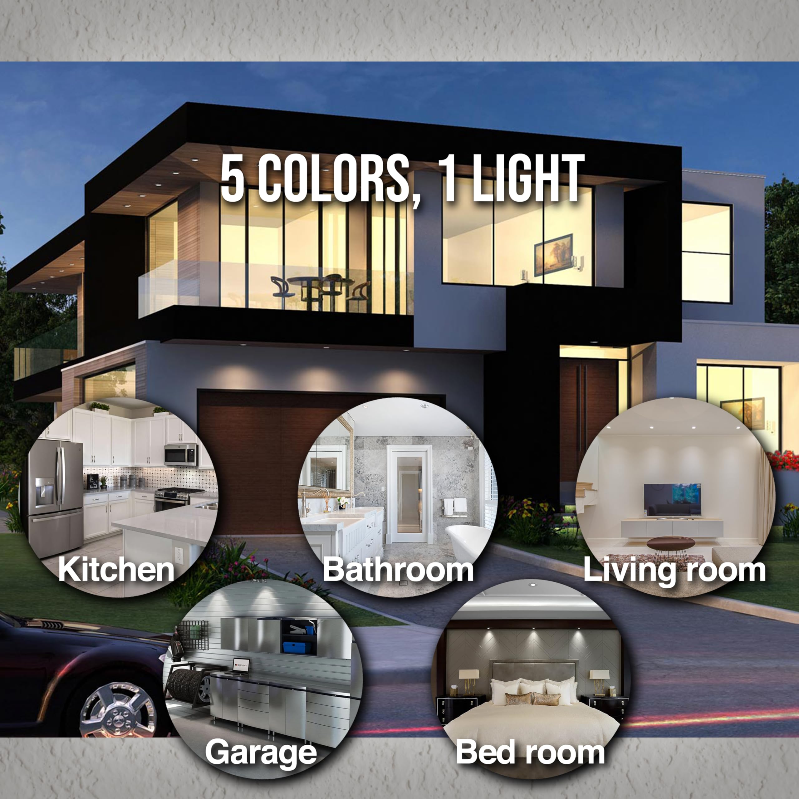 CyberTech Lighting 8W 3" Dimmable LED Recessed Downlight, 500 Lumen, 5 Adjustable Colors, Model LC8RT3-ECO-B/CCT, White