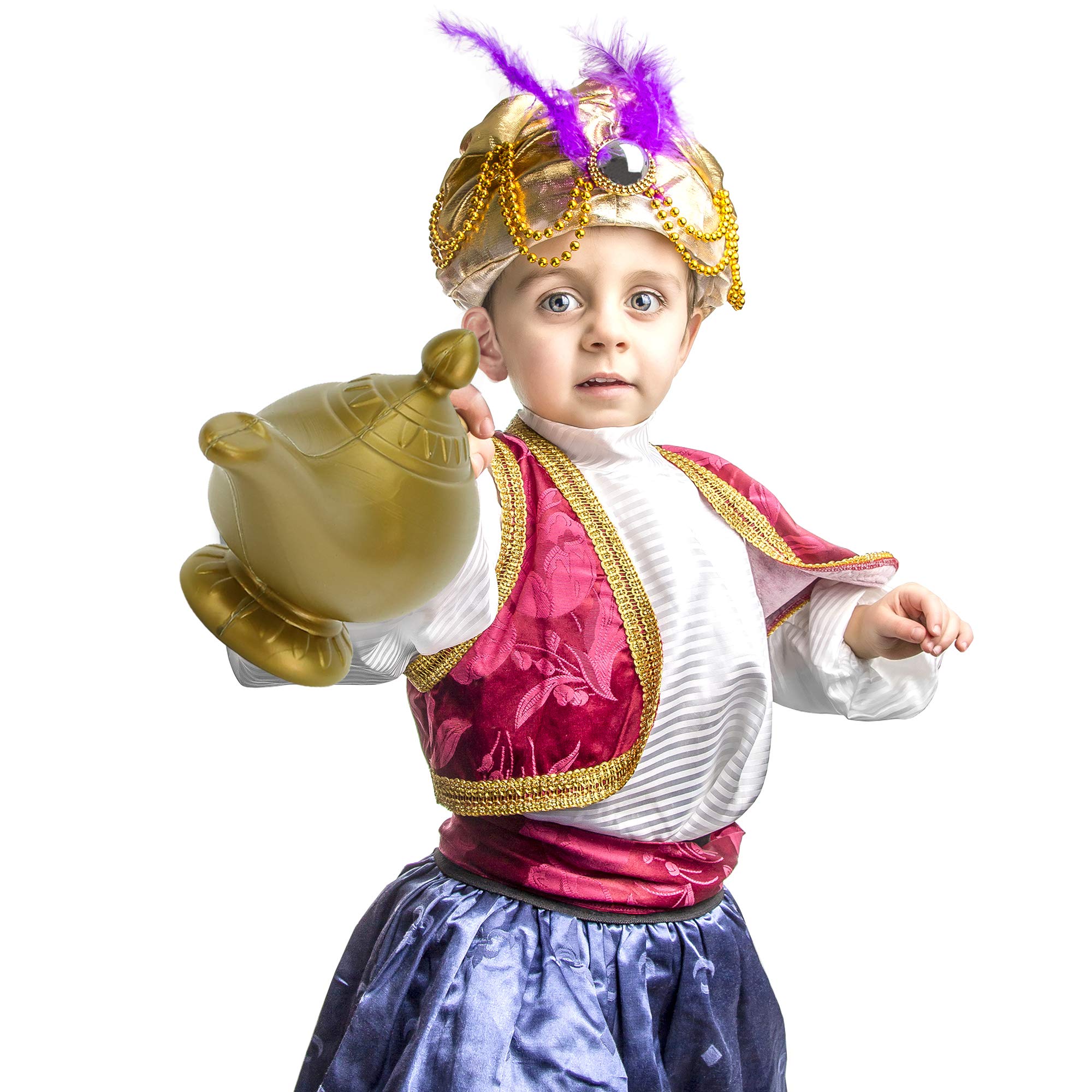 Skeleteen Arabian Genie Oil Lamp - Aladdin's Gold Magic Genie Lamp Costume Accessory - 1 Piece