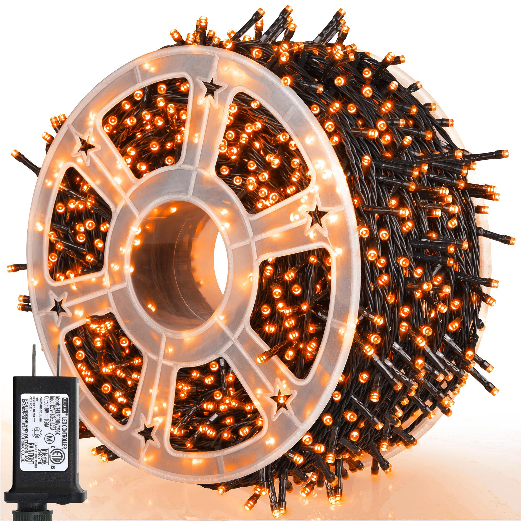 weillsnow 164FT 500 LED Orange Halloween String Lights, Waterproof, 8 Modes, Copper, Model HB-500COI
