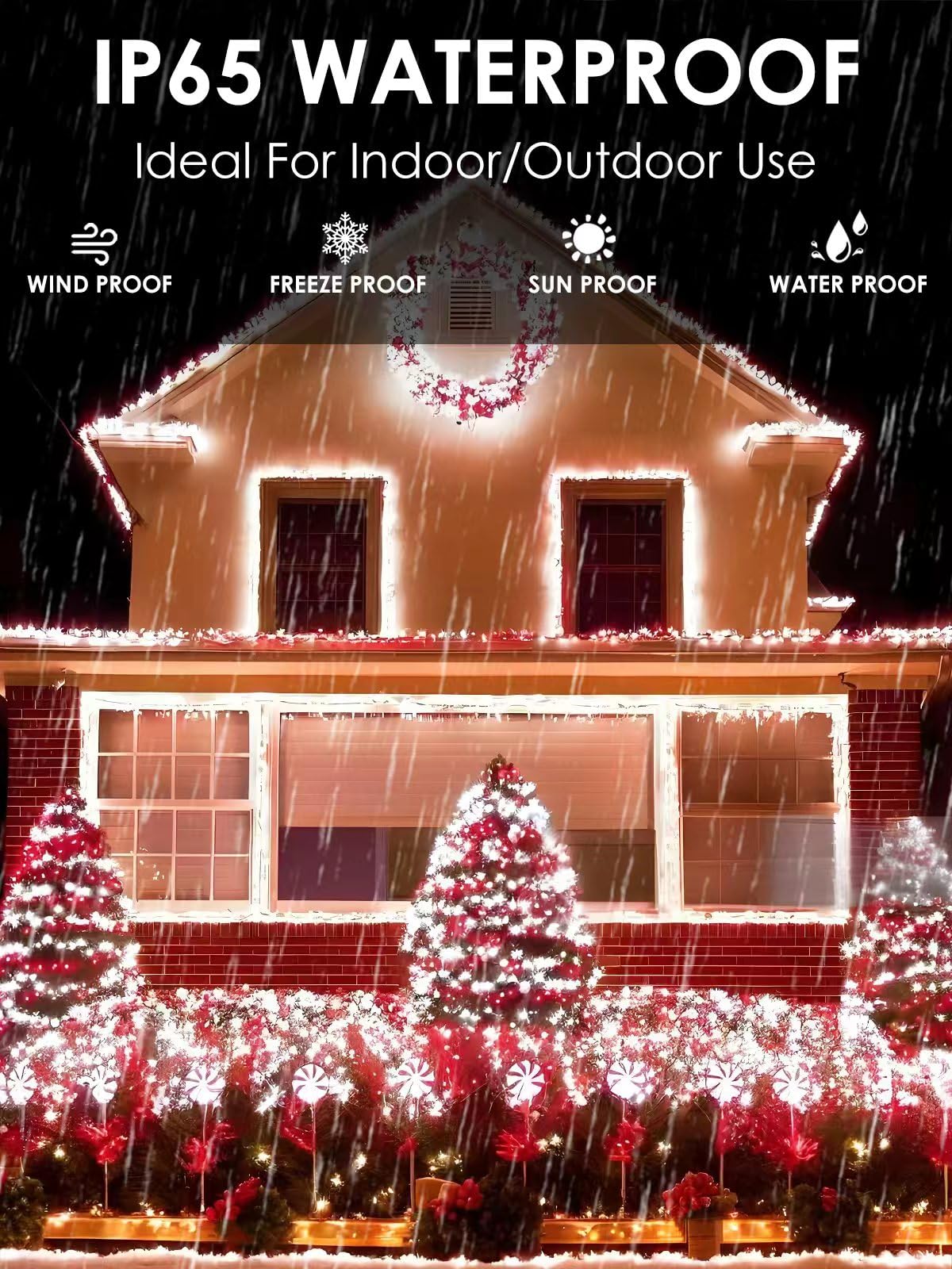 4-Pack Red And White Solar Christmas Lights Outdoor Waterproof  400Led 132Ft Solar Powered Led String Lights Green Wire With 8 Modes Solar Fairy Lights For Xmas Tree Party Wedding Garden Fence Decor