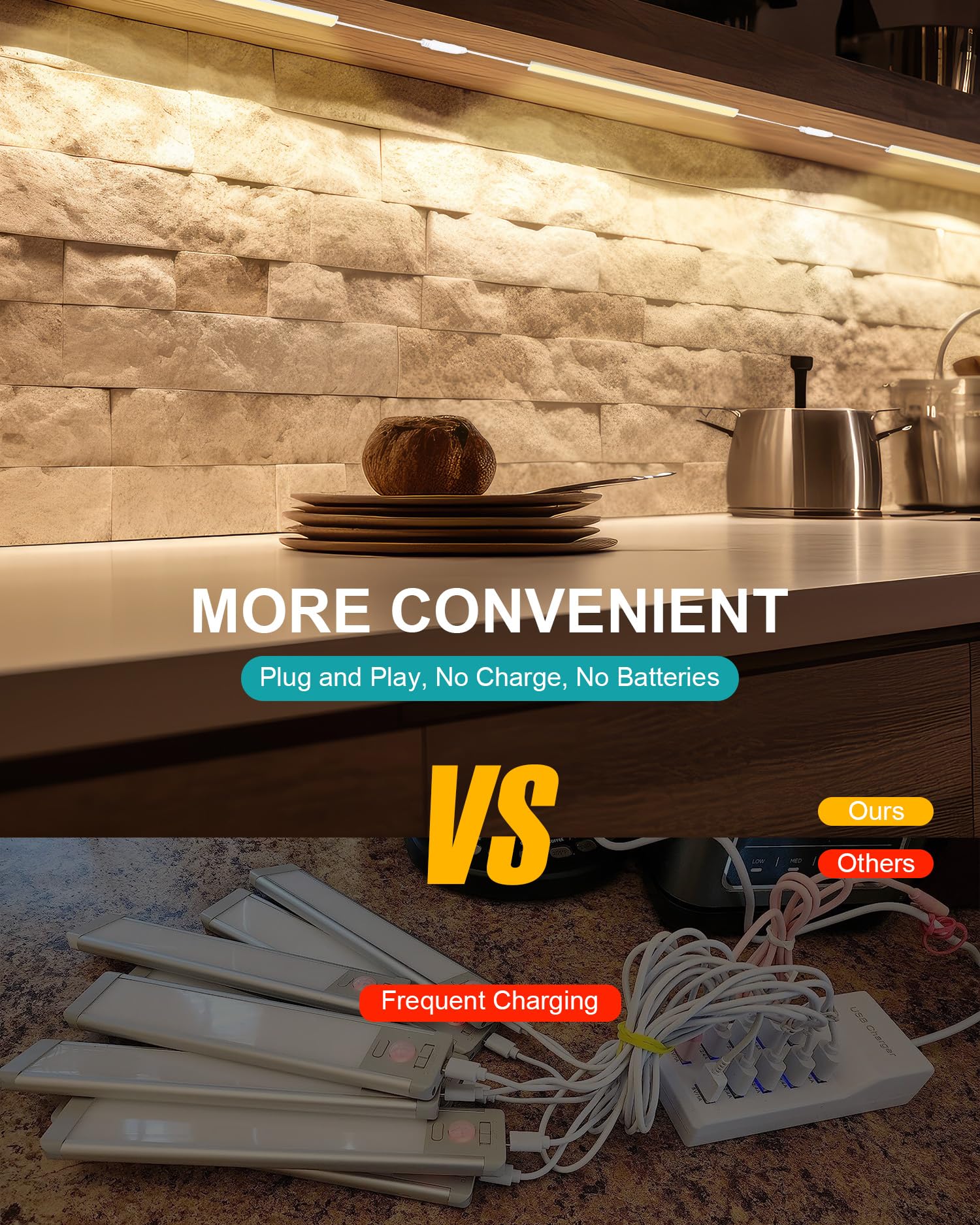 JUSJUBR Under Cabinet Lighting, 3 Pcs Dimmable LED, 12 Inch, Aluminum, 3 Color Temperatures