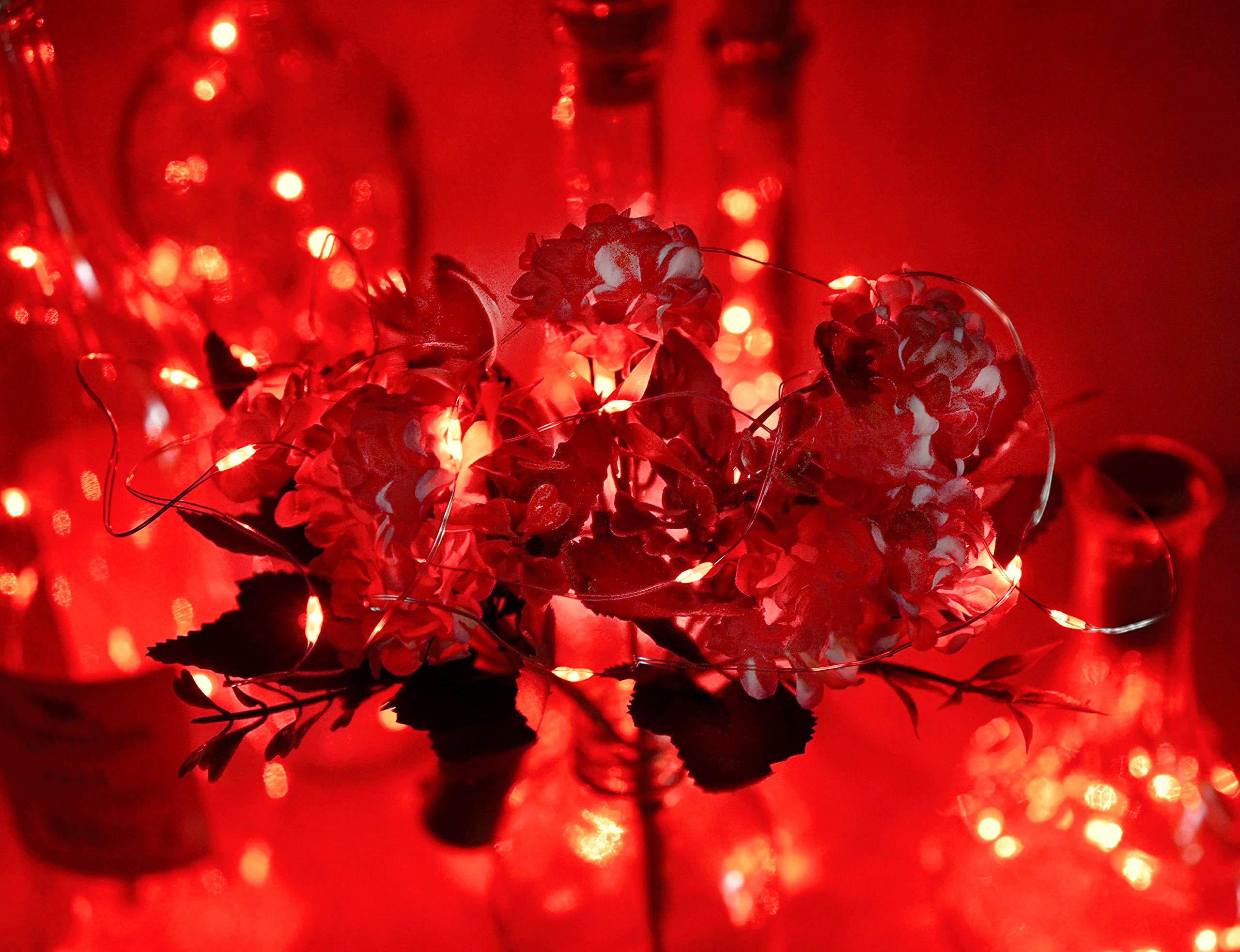 Lovenite Wine Bottle Lights With Cork, 6 Pack Battery Operated 15 Led Cork Shape Silver Wire Colorful Fairy Mini String Lights For Diy, Party, Decor, Christmas, Halloween,Wedding (Red)
