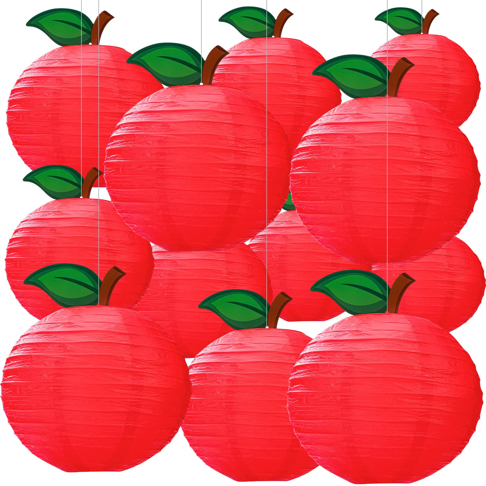 Retisee 12 Pcs Red Apple Classroom Decorations Apple Paper Lanterns Fruit Themed Party Decor Hanging Apple Decorations For Birthday Baby Shower Back To School Garden Room Party Supplies