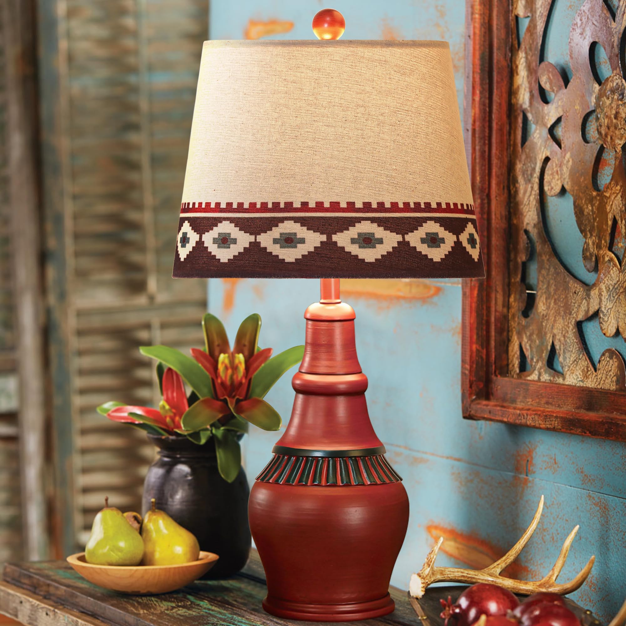 Hamucd Set Of 2 Western Rustic Table Lamps For Living Room 3-Color Temperature Dimmable Southwest Farmhouse Bedside Lamps For Be